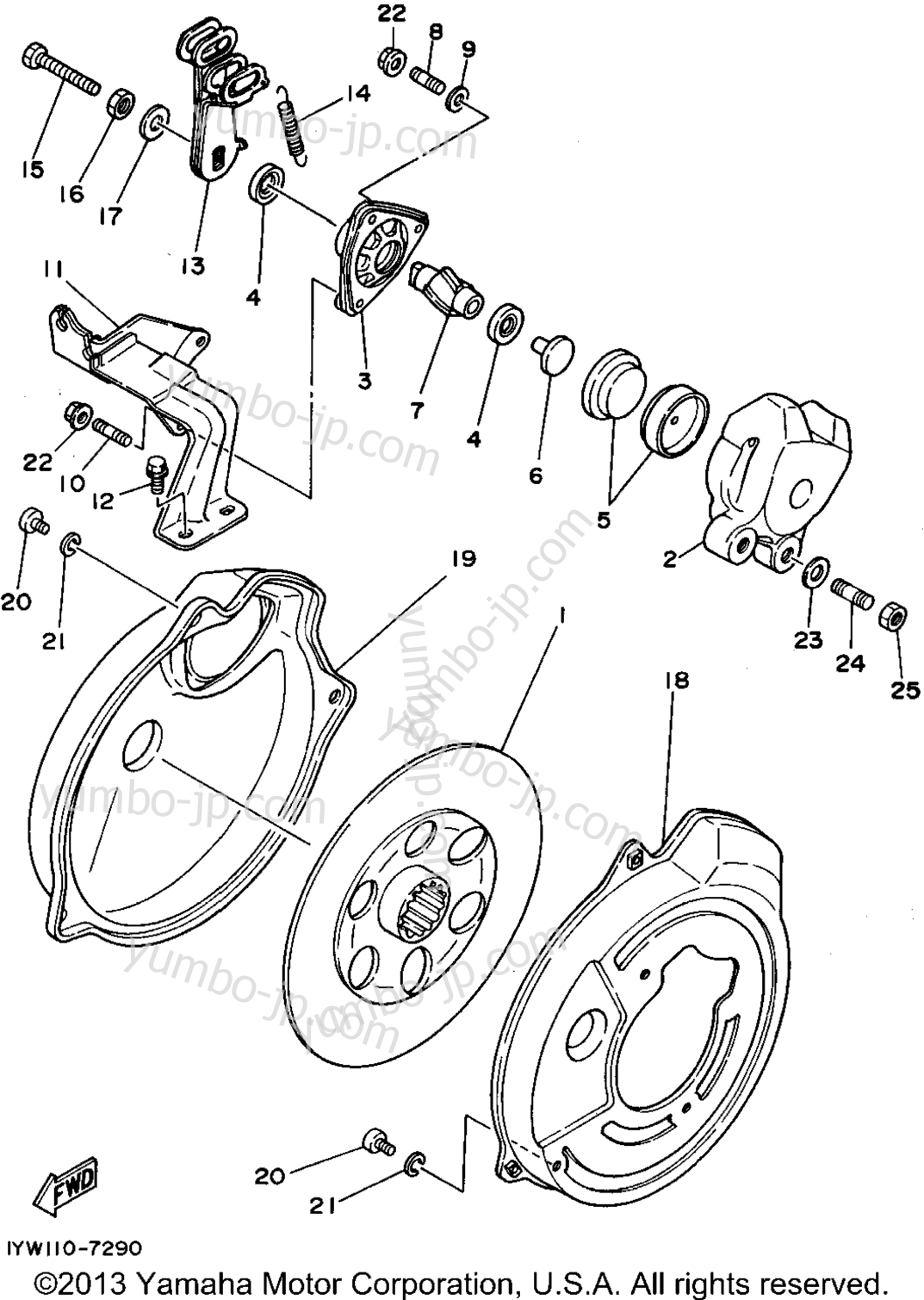 REAR BRAKE CALIPER для квадроциклов YAMAHA MOTO-4 (YFM350ERF) 1994 г.