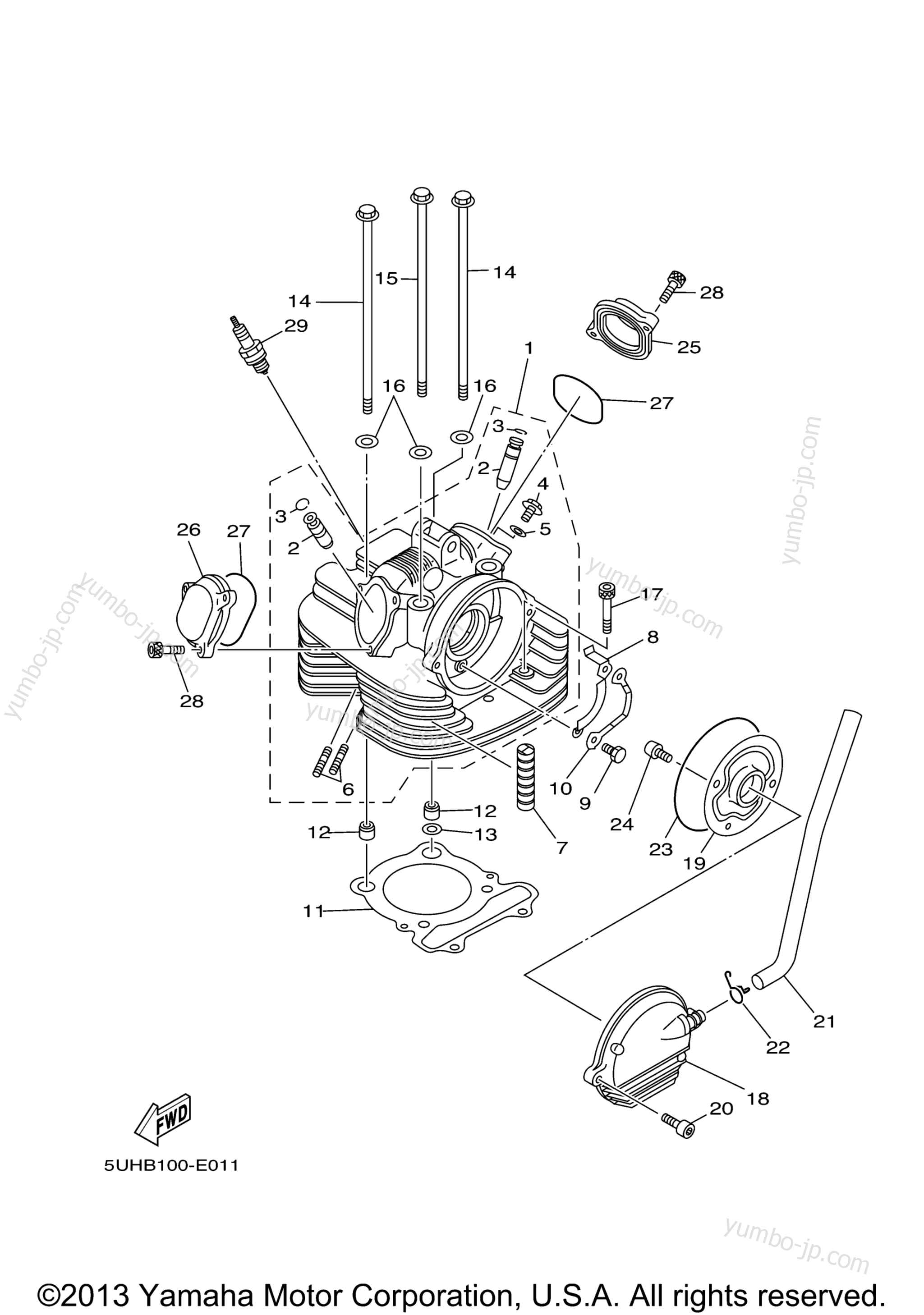 CYLINDER HEAD for ATVs YAMAHA BRUIN 350 4WD HUNTER (YFM35FAHV) 2006 year