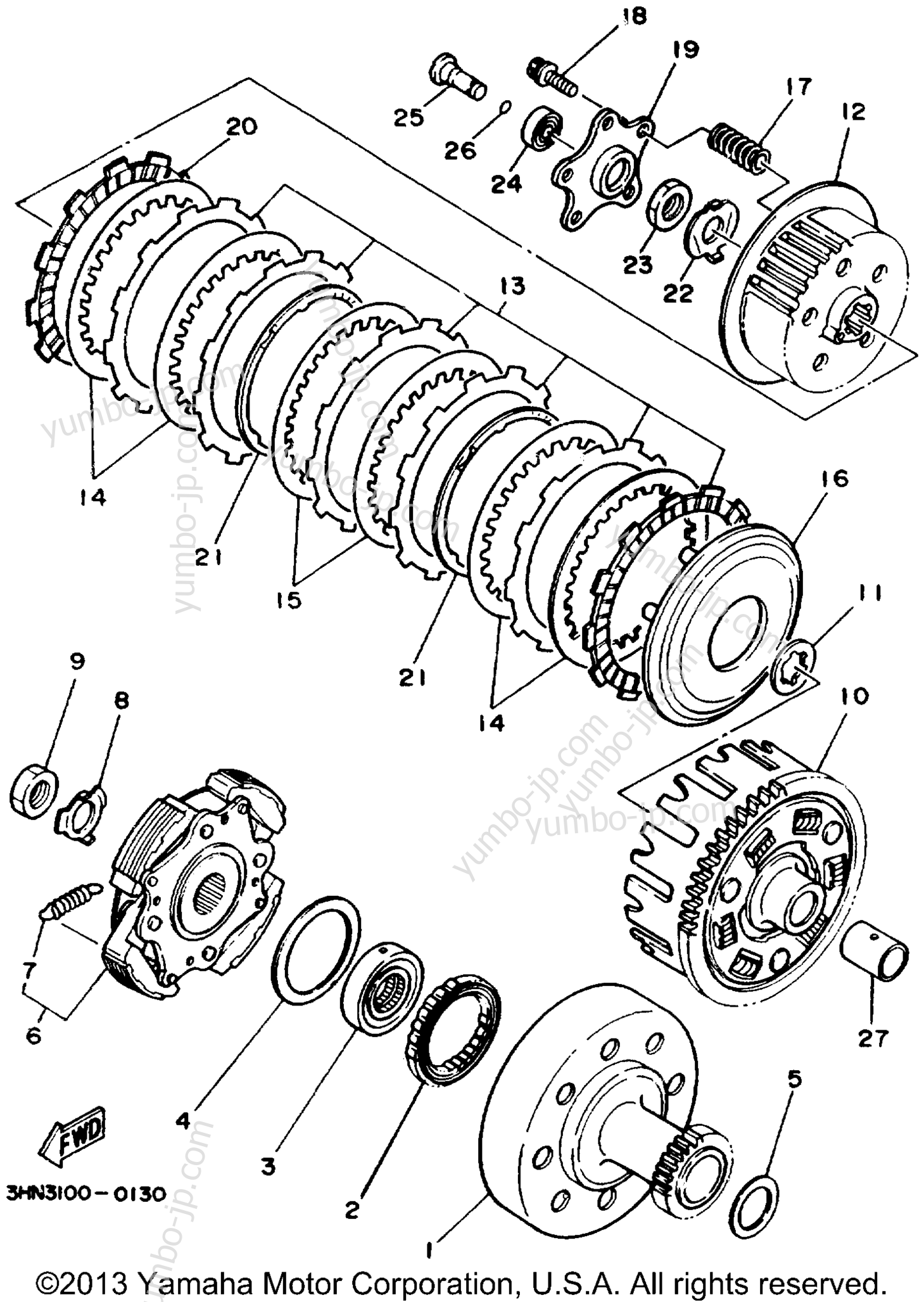 Устройство сцепления для квадроциклов YAMAHA BIG BEAR 4WD (YFM350FWD_) 1992 г.