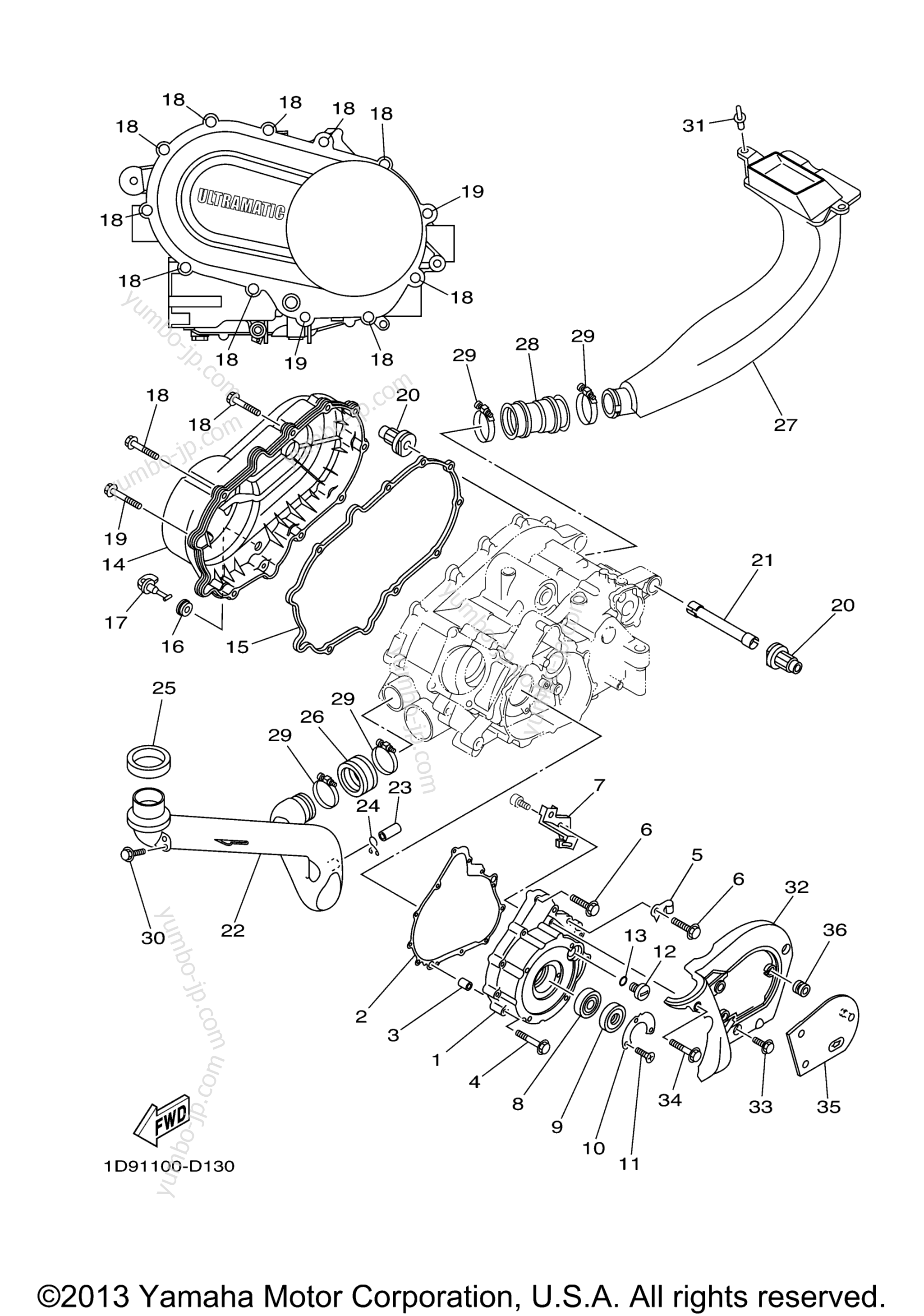 Crankcase Cover 1 для квадроциклов YAMAHA GRIZZLY 450 4WD HUNTER (YFM45FGHZ) 2010 г.