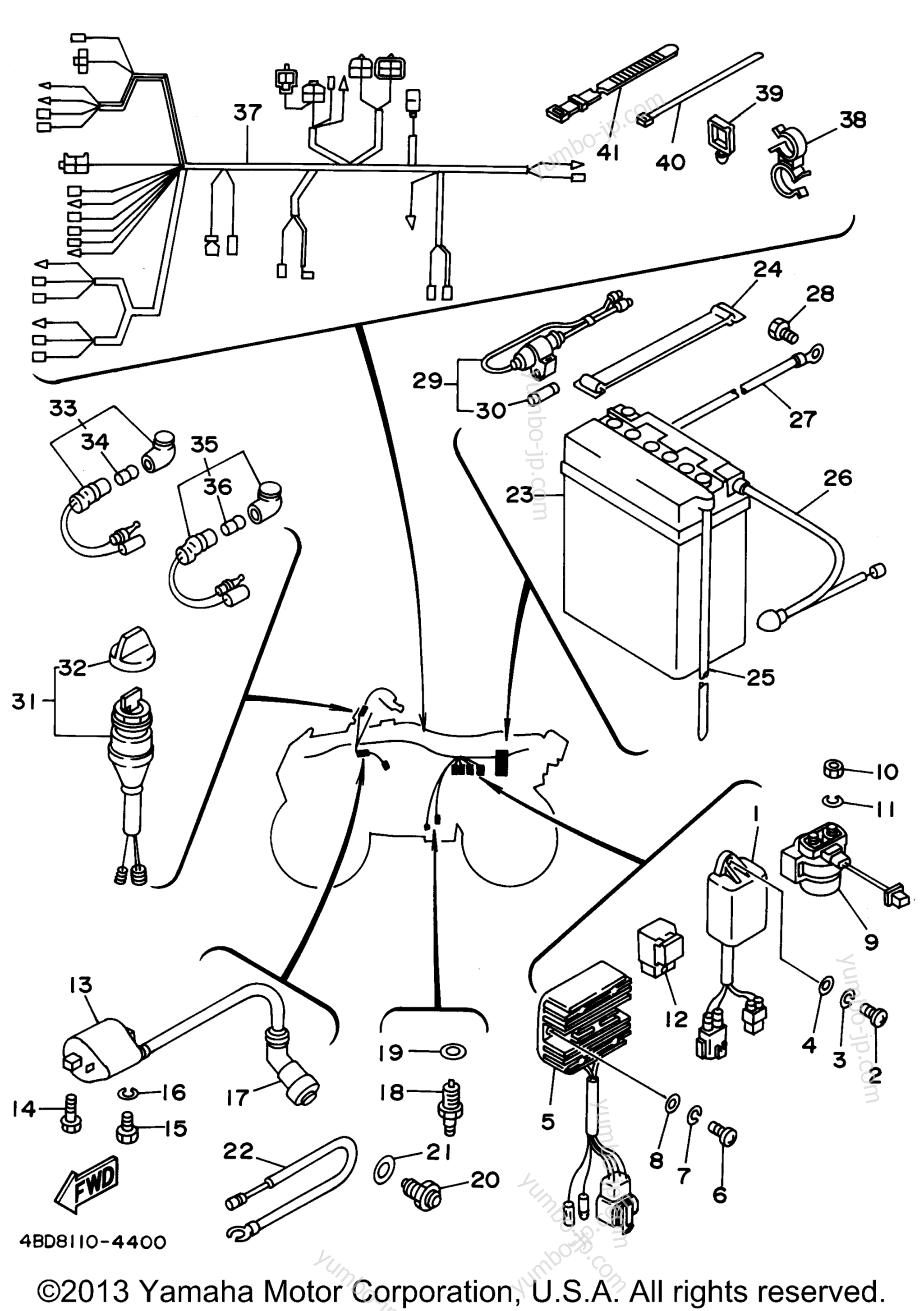 Electrical 1 для квадроциклов YAMAHA TIMBERWOLF 4WD (YFB250FWG_MNH) 1995 г.