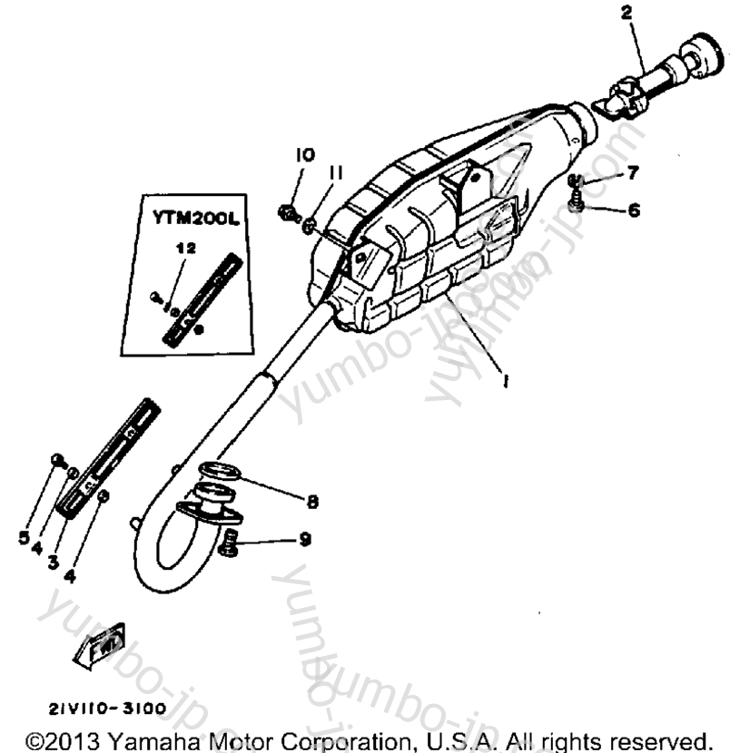Exhaust for ATVs YAMAHA YTM200L (YTM200L) 1984 year