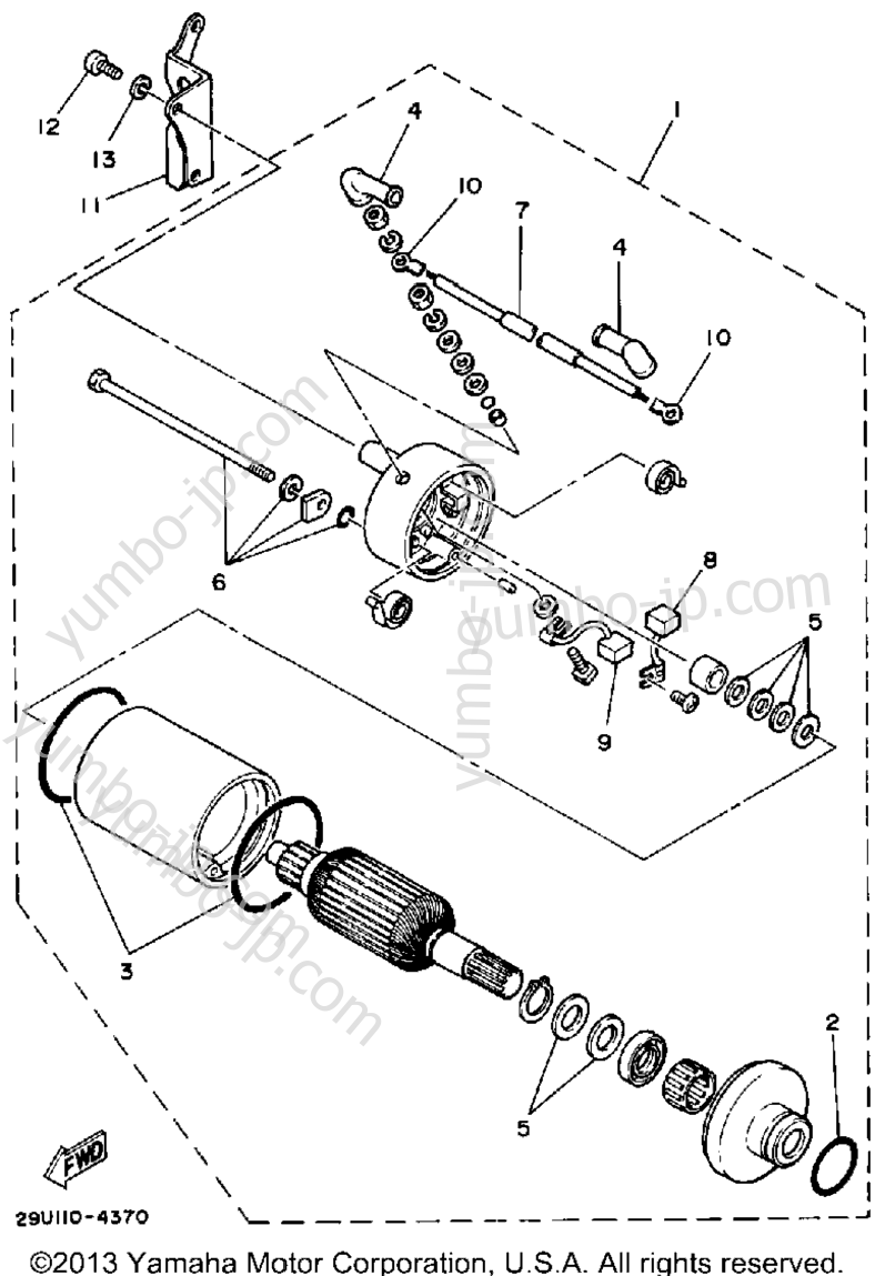 STARTING MOTOR for ATVs YAMAHA MOTO-4 (YFM200N) 1985 year