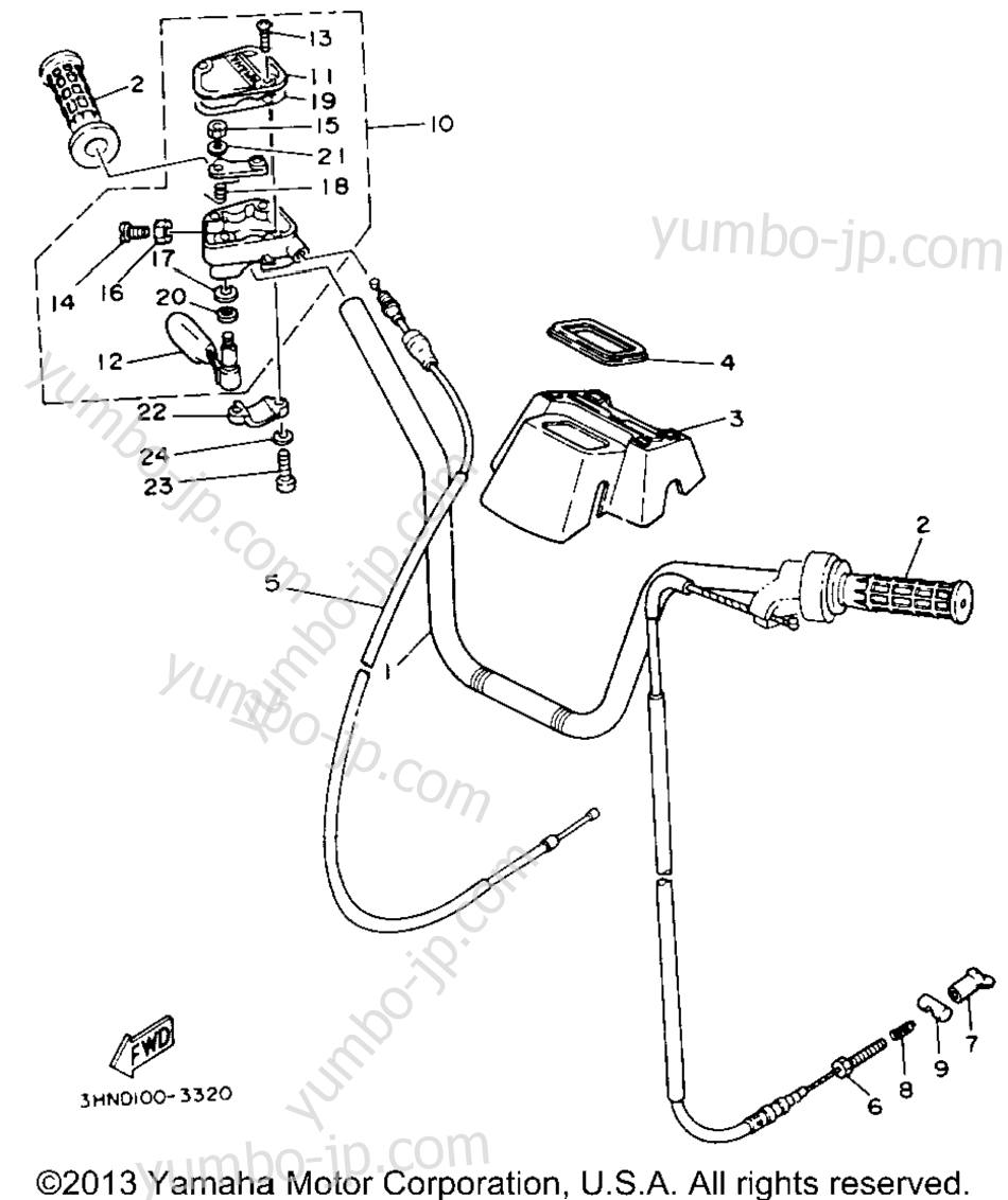 Handlebar - Cable для квадроциклов YAMAHA BIG BEAR 4WD (YFM350FWE_) 1993 г.