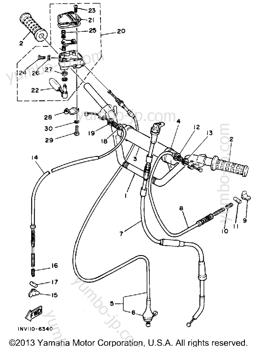 Handlebar-Cable для квадроциклов YAMAHA YTM225DRS 1986 г.