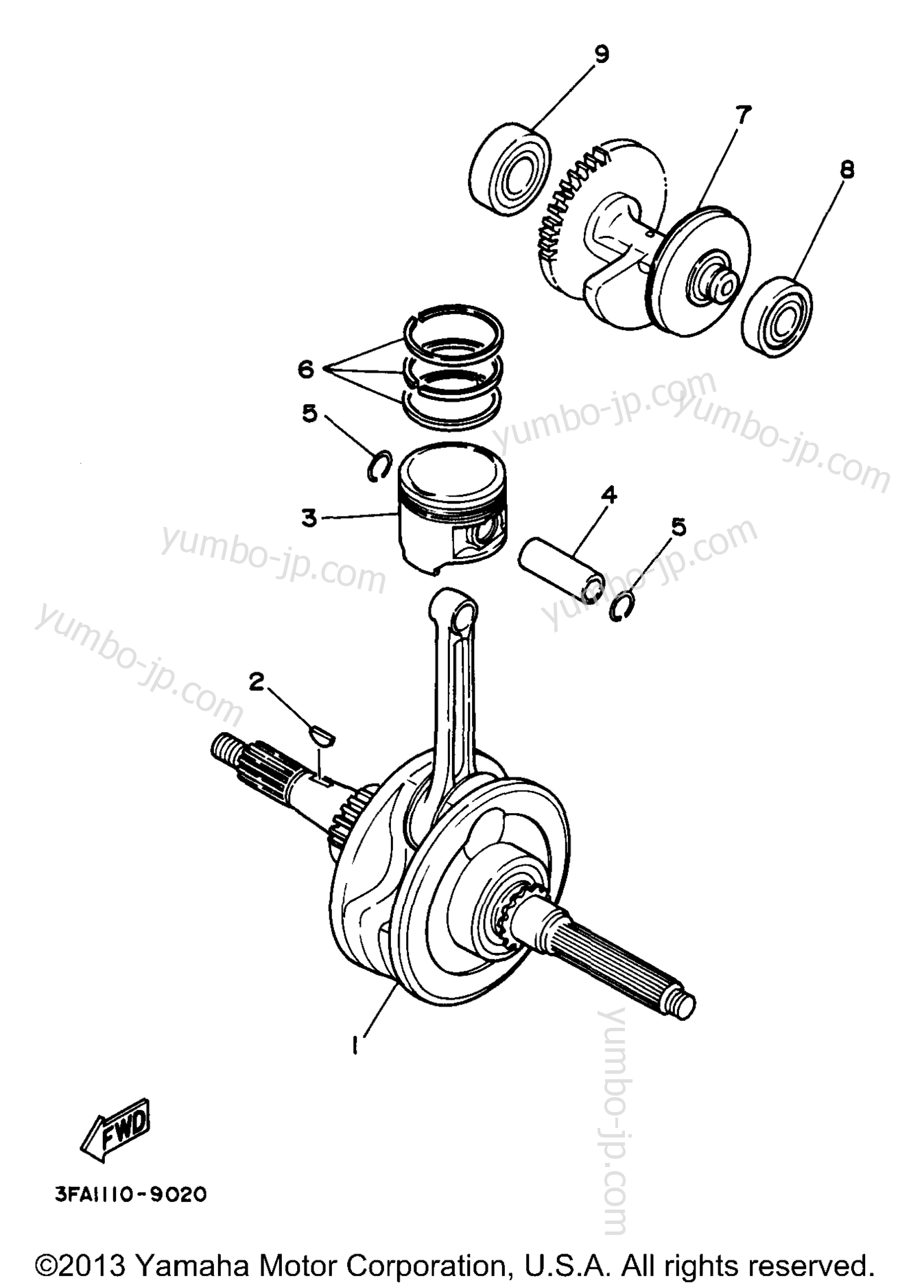 CRANKSHAFT PISTON for ATVs YAMAHA BREEZE (YFA1K) 1998 year