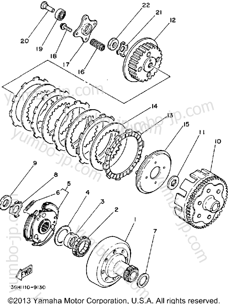 Устройство сцепления для квадроциклов YAMAHA MOTO-4 (YFM250B) 1991 г.