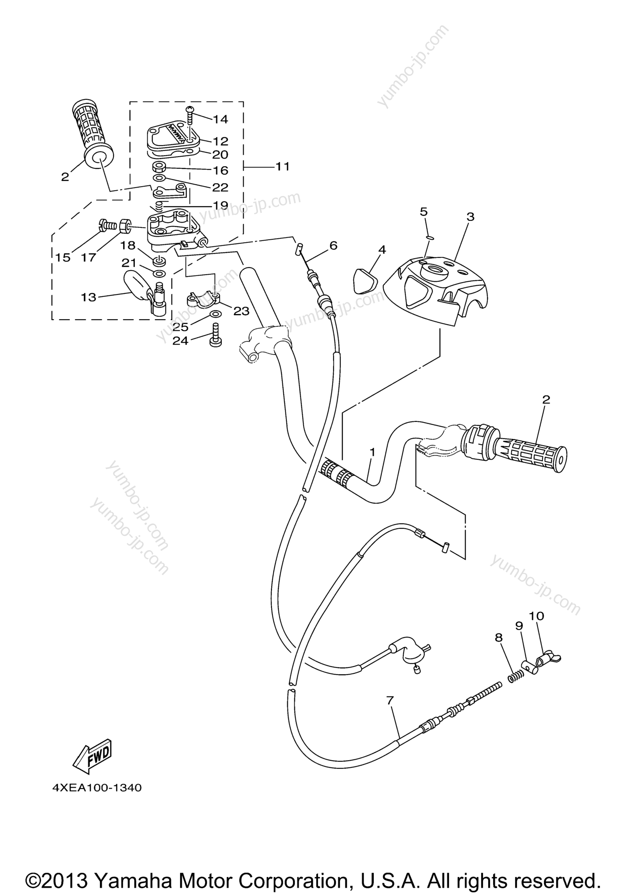 Steering Handle Cable для квадроциклов YAMAHA BEARTRACKER (YFM25XS) 2004 г.