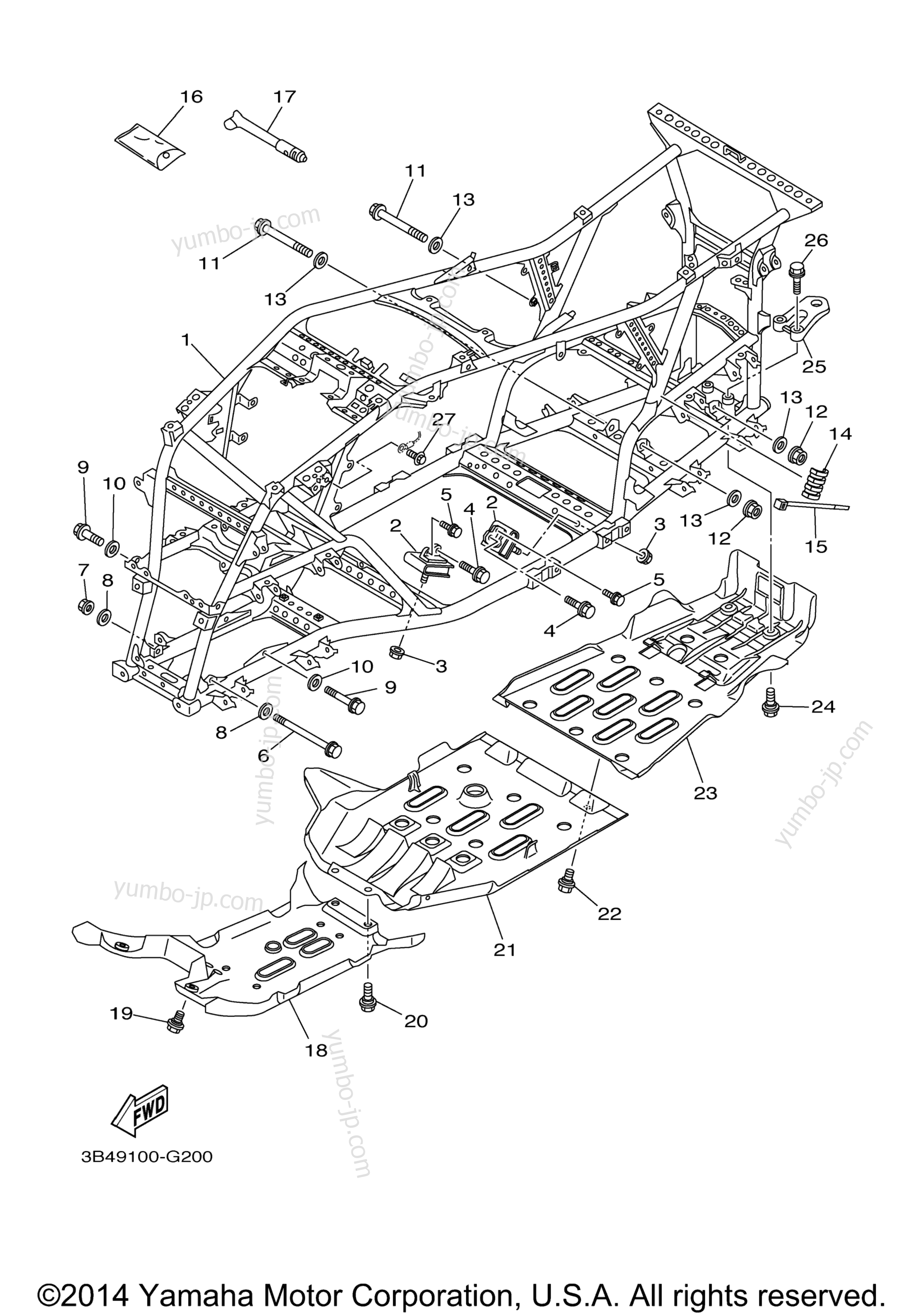 FRAME for ATVs YAMAHA GRIZZLY 550 EPS 4WD (YFM5FGPAGR) 2011 year