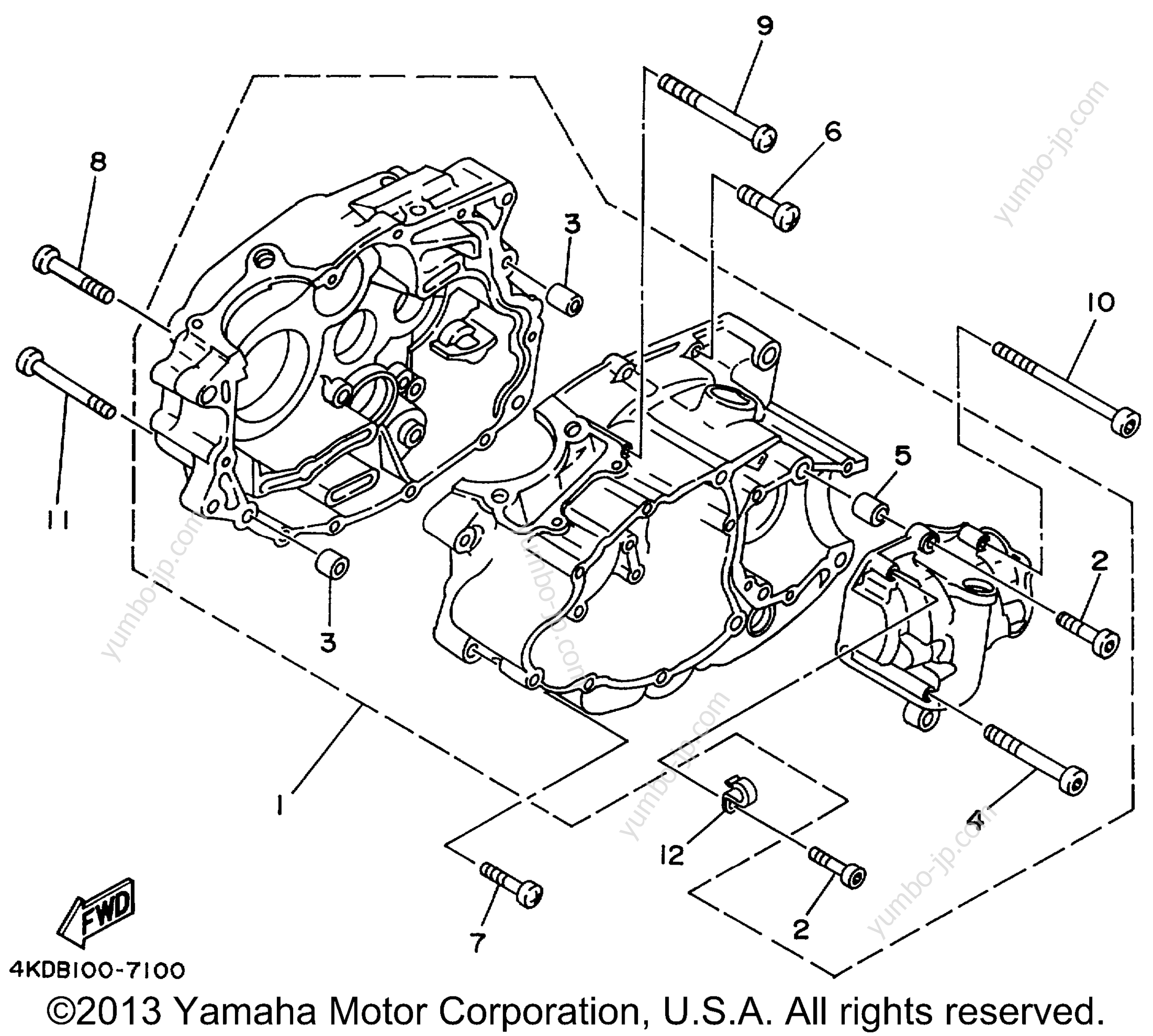 CRANKCASE for ATVs YAMAHA TIMBERWOLF 2WD (YFB250FWL) 1999 year