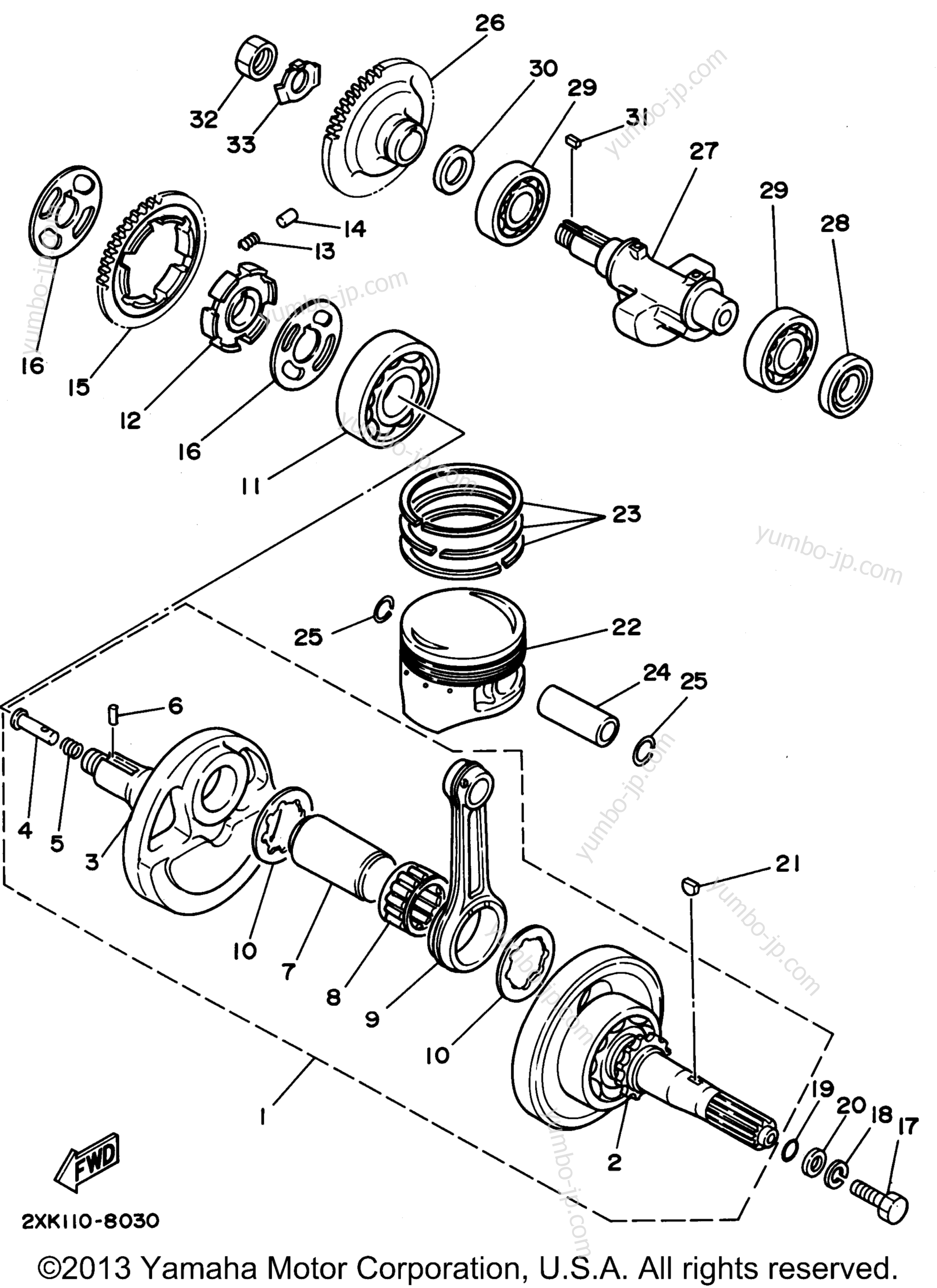 Crankshaft - Piston для квадроциклов YAMAHA WARRIOR (YFM350XG) 1995 г.