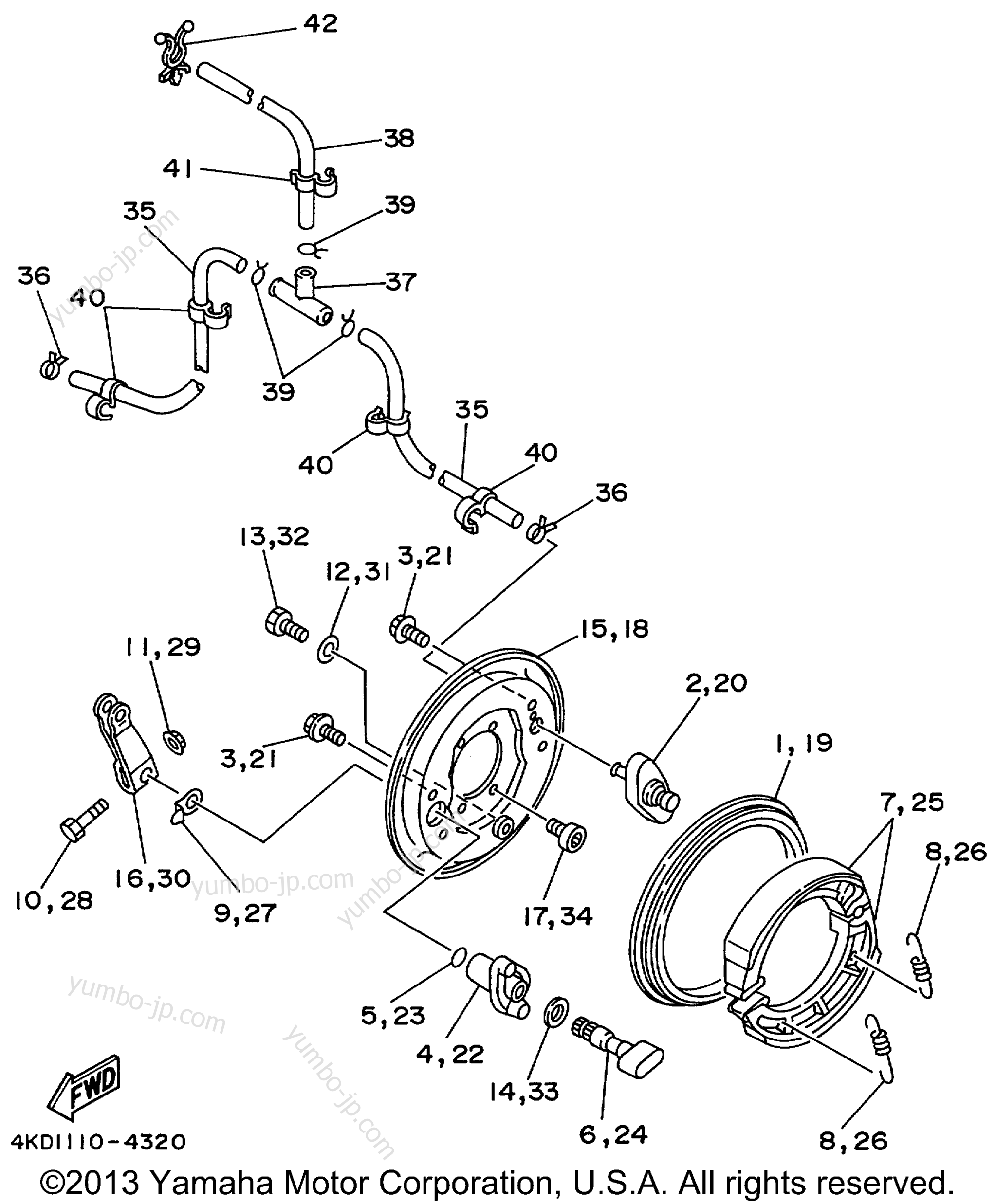 FRONT BRAKE for ATVs YAMAHA TIMBERWOLF 2WD (YFB250FWL) 1999 year