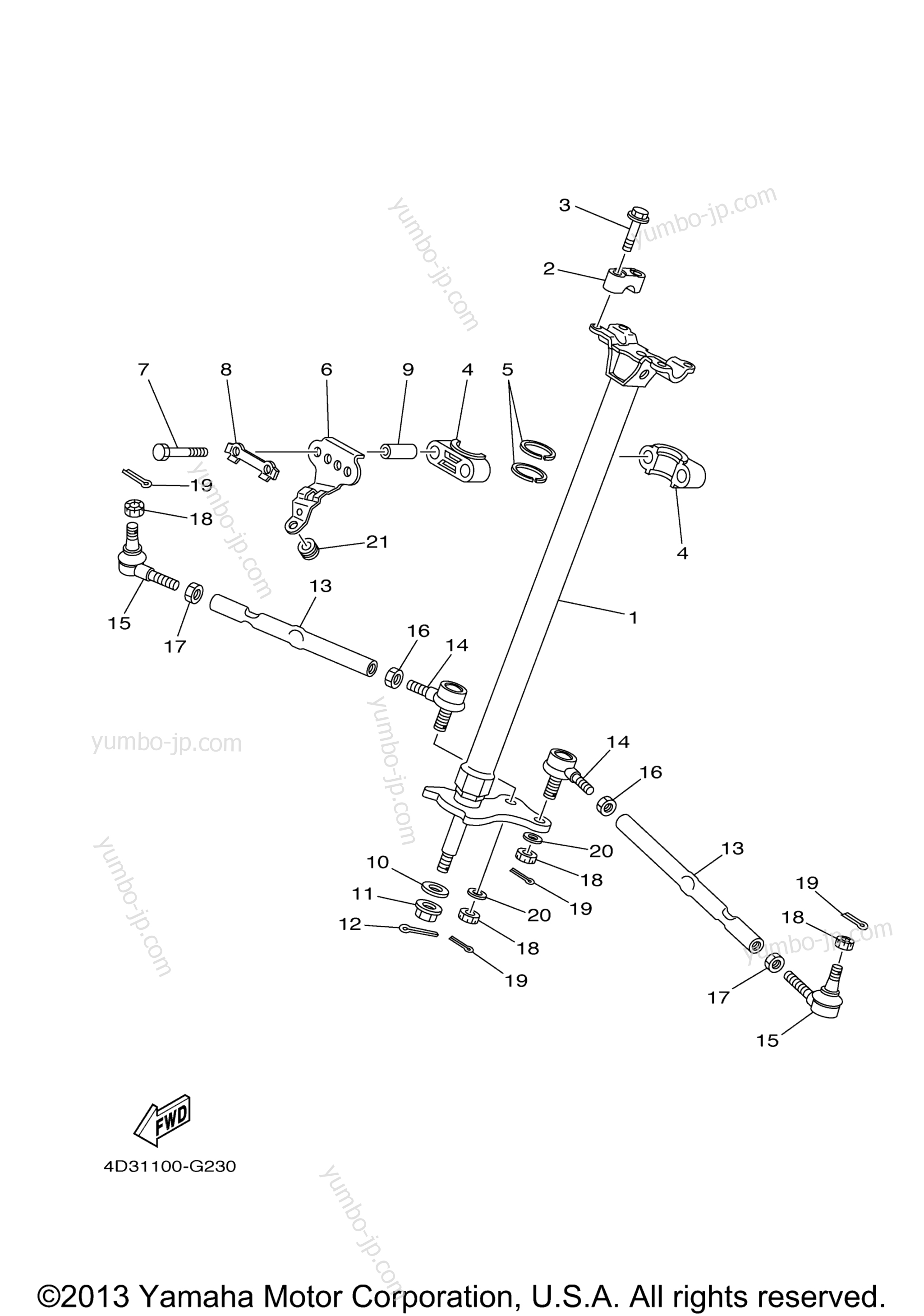 Steering для квадроциклов YAMAHA RAPTOR 125 (YFM125RDL) 2013 г.