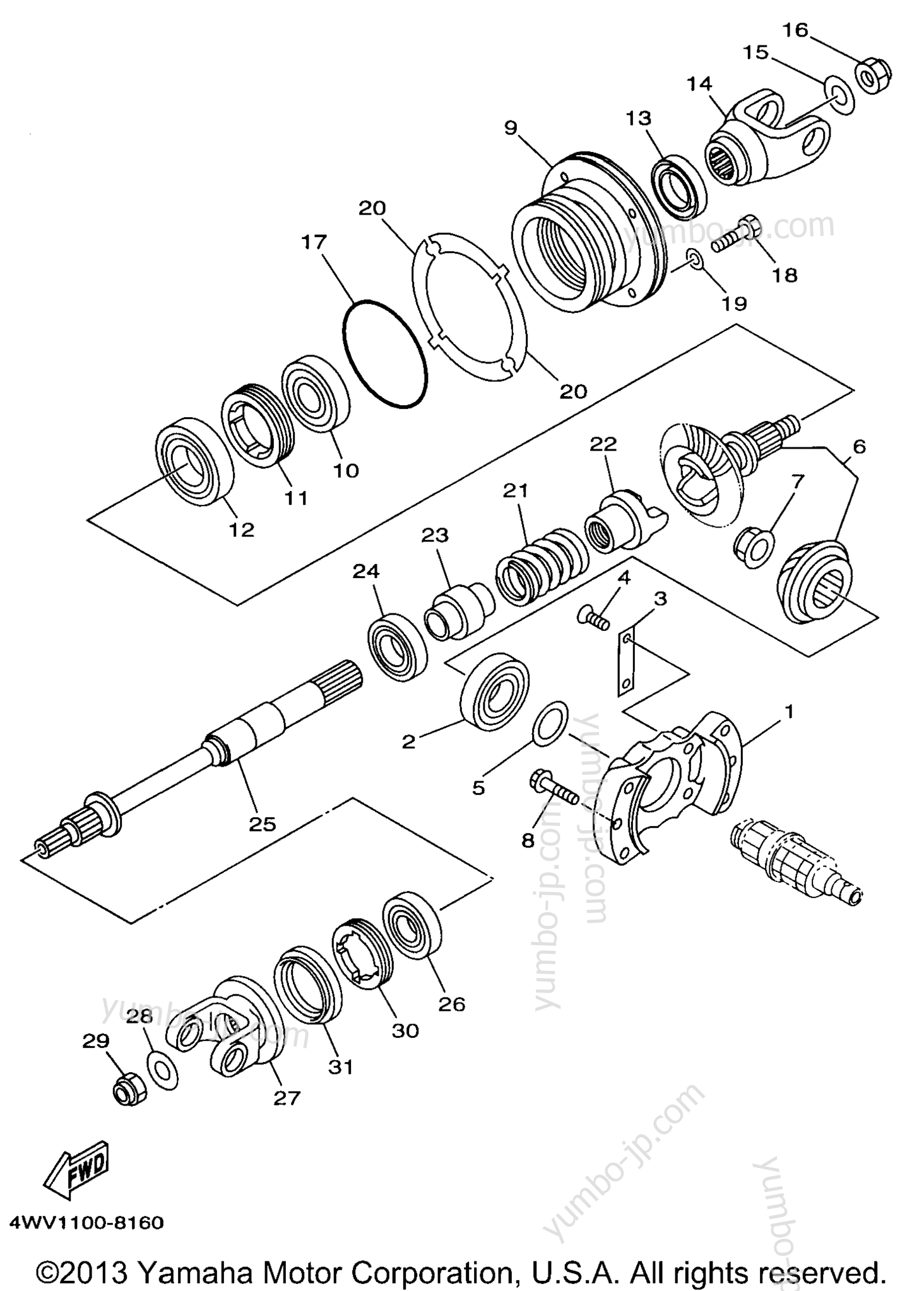 Middle Drive Gear for ATVs YAMAHA GRIZZLY (YFM600FWAK) 1998 year