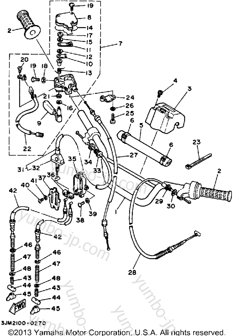 Handlebar Cable для квадроциклов YAMAHA BLASTER (YFS200A) 1990 г.