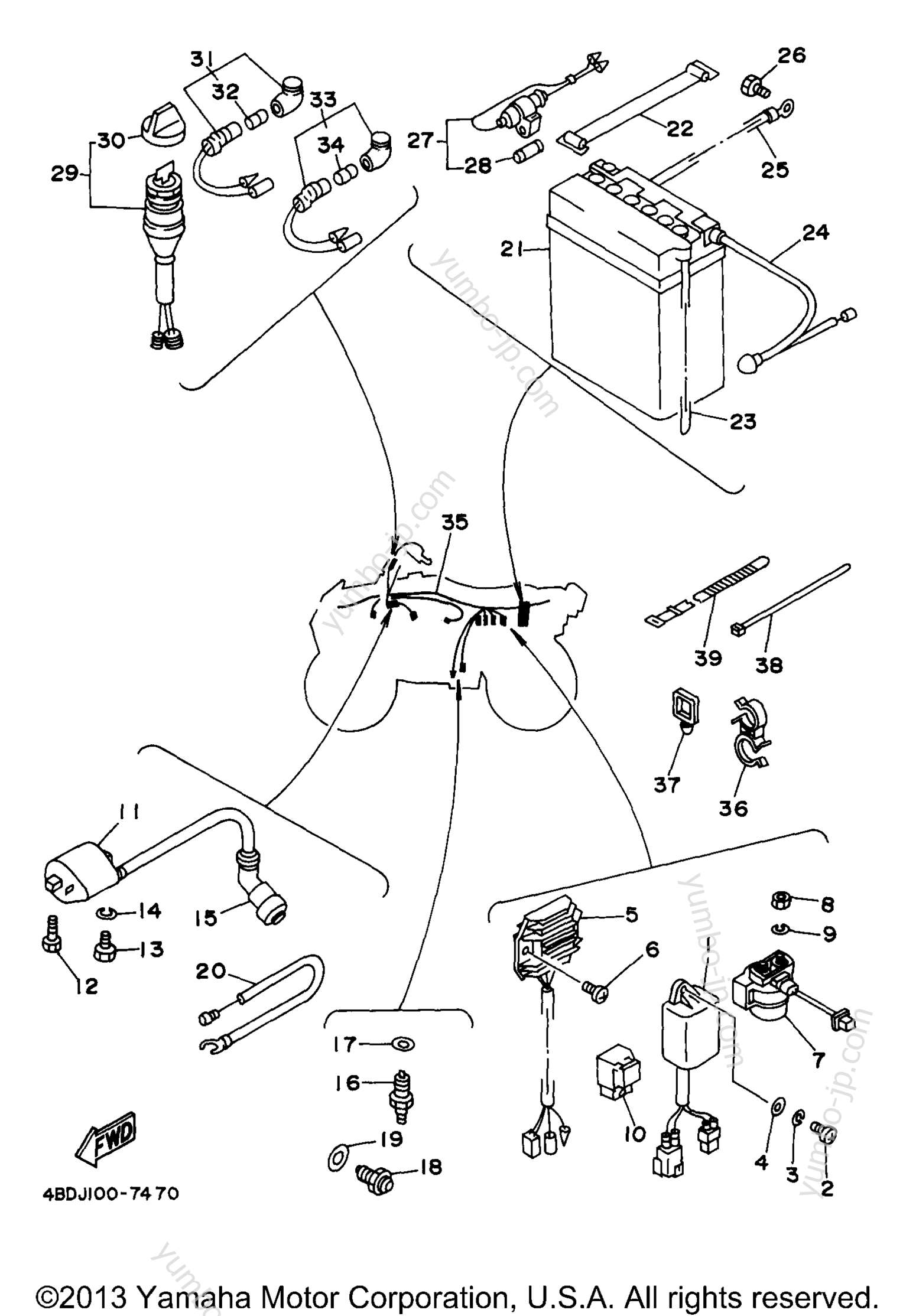 Electrical 1 для квадроциклов YAMAHA TIMBERWOLF 2WD (YFB250UJ_M) 1997 г.