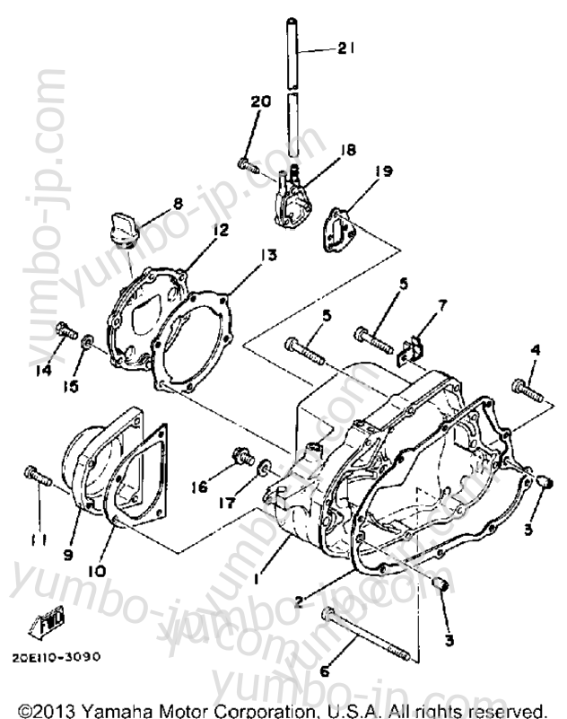 CRANKCASE COVER for ATVs YAMAHA YT175K 1983 year