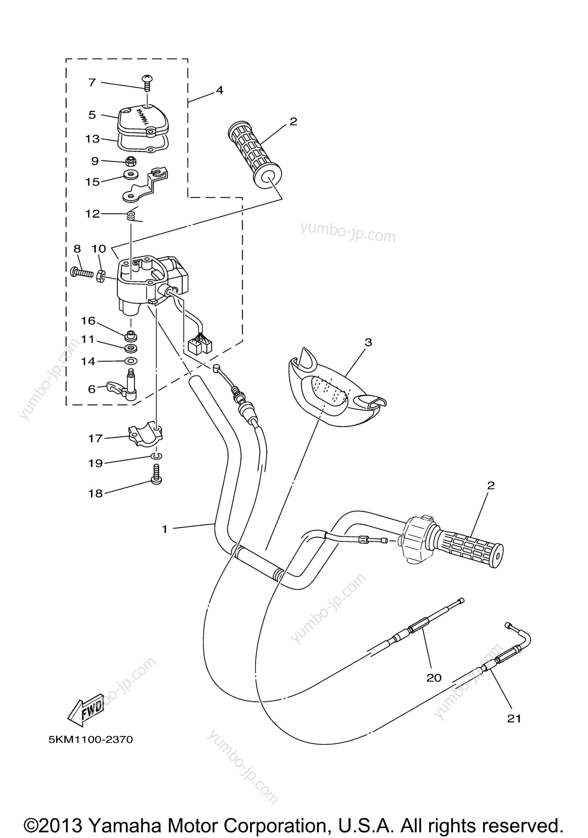 Steering Handle Cable для квадроциклов YAMAHA GRIZZLY 660 METALLIC SILVER (YFM660FPS) 2002 г.