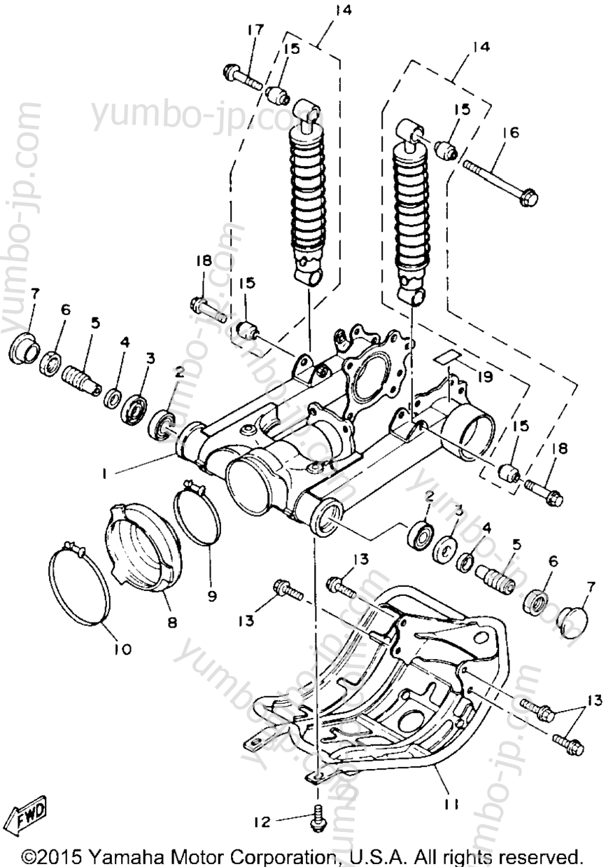 Swing Arm Rear Shocks для квадроциклов YAMAHA MOTO-4 (YFM225U) 1988 г.