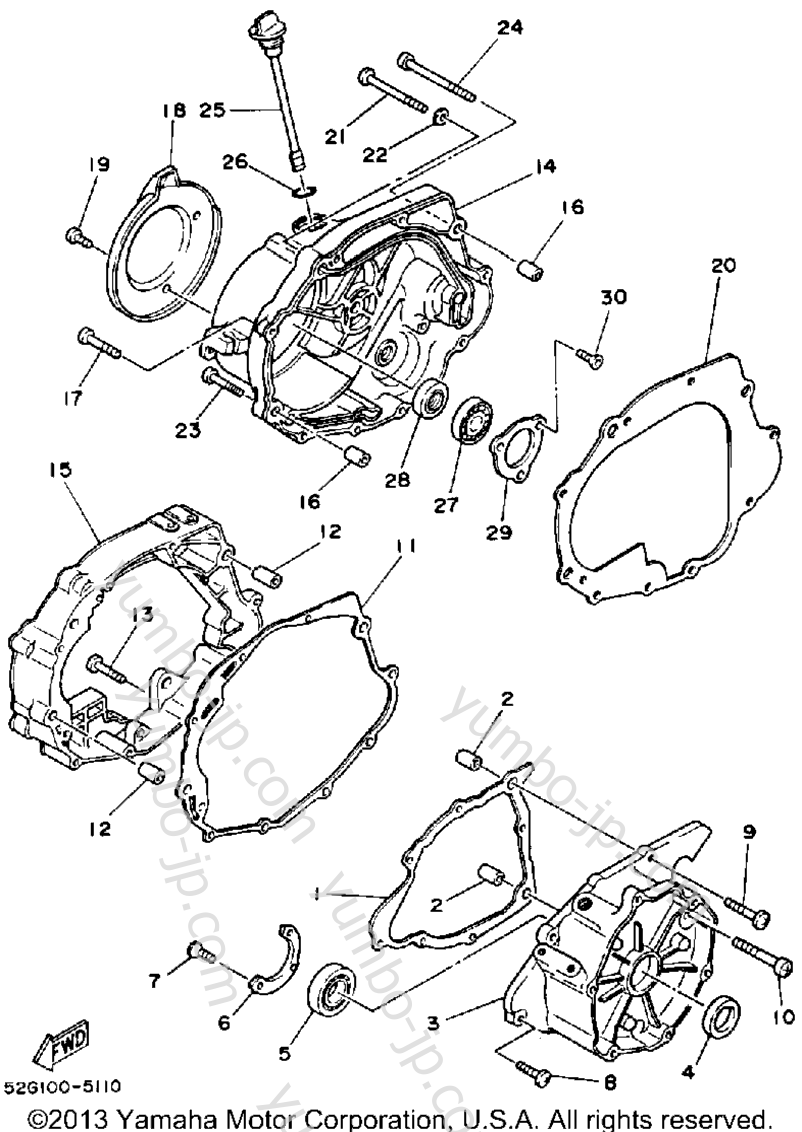 Крышка картера для квадроциклов YAMAHA MOTO-4 (YFM200N) 1985 г.