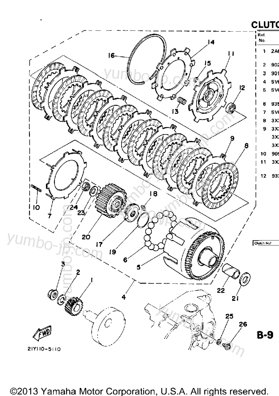 Устройство сцепления для квадроциклов YAMAHA YT125N 1985 г.