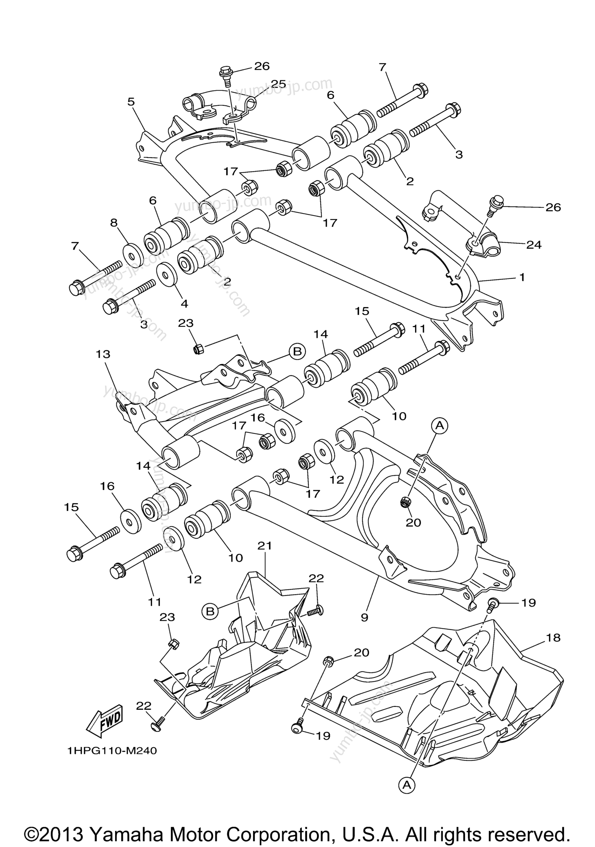 REAR ARM для квадроциклов YAMAHA GRIZZLY 550 FI (YFM550DEL) 2014 г.