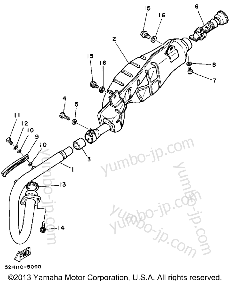 Exhaust для квадроциклов YAMAHA MOTO-4 (YFM200N) 1985 г.