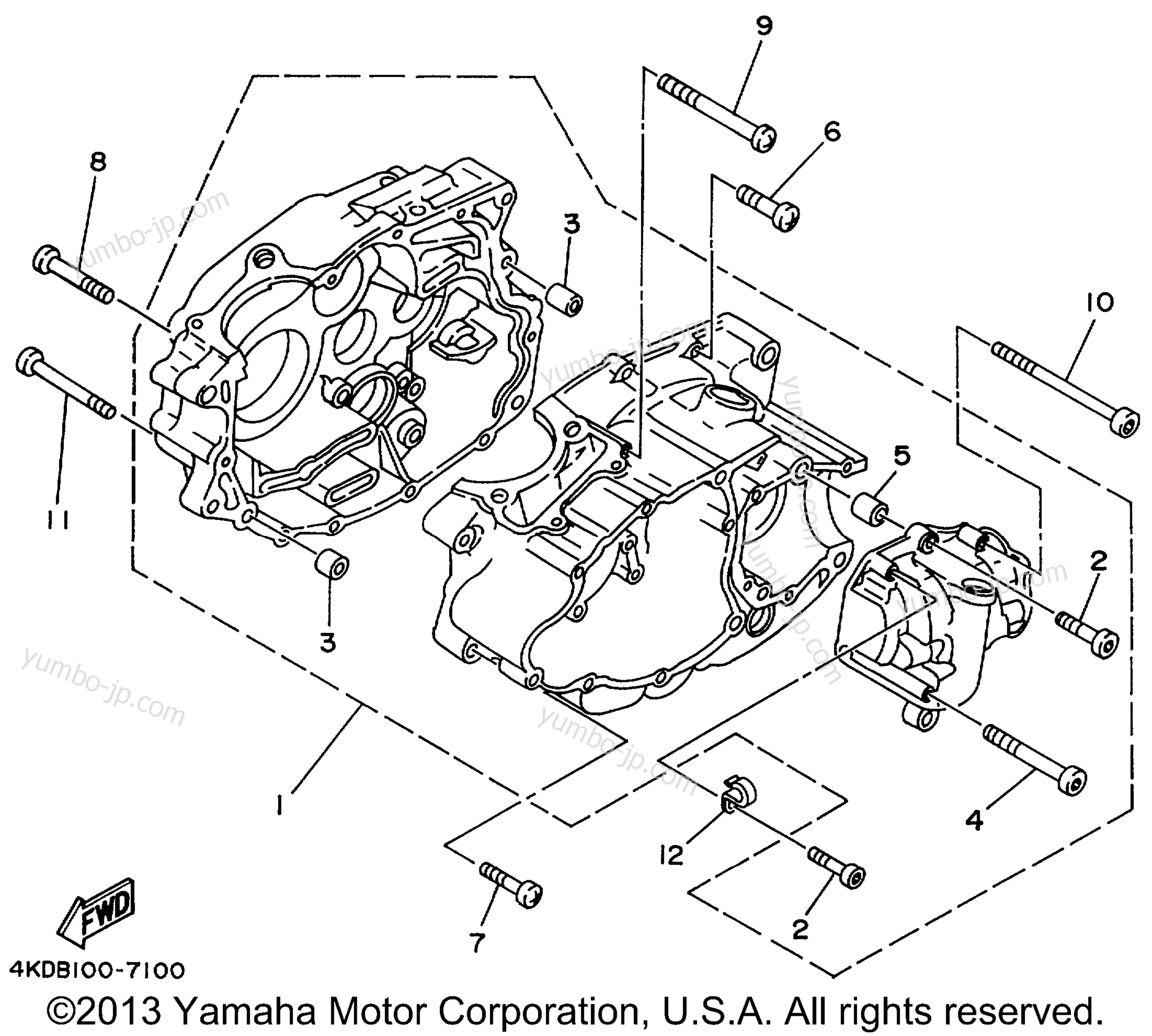 CRANKCASE for ATVs YAMAHA TIMBERWOLF 4WD (YFB250FWK) 1998 year