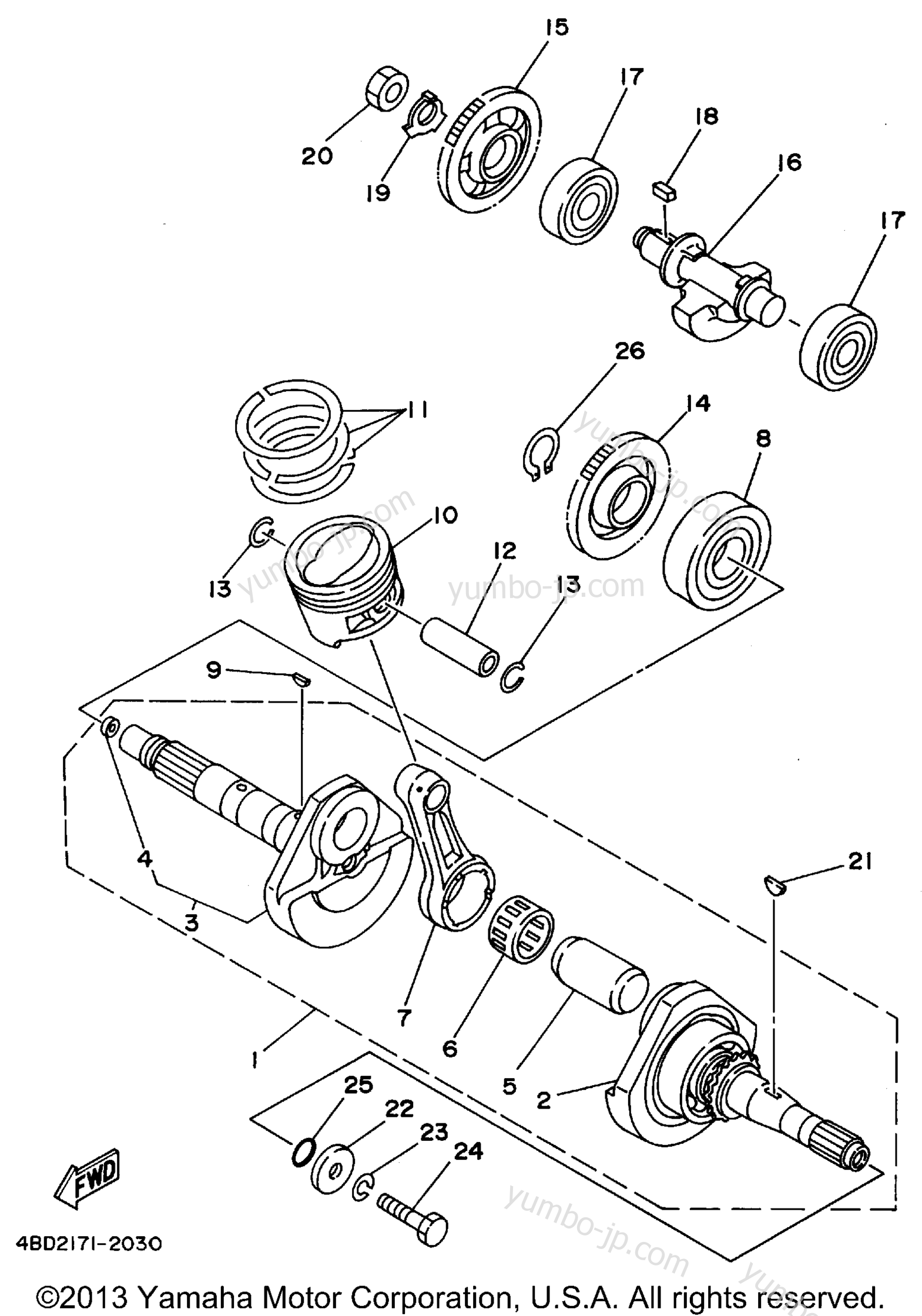 Crankshaft - Piston для квадроциклов YAMAHA TIMBERWOLF 2WD (YFB250G_MN) 1995 г.