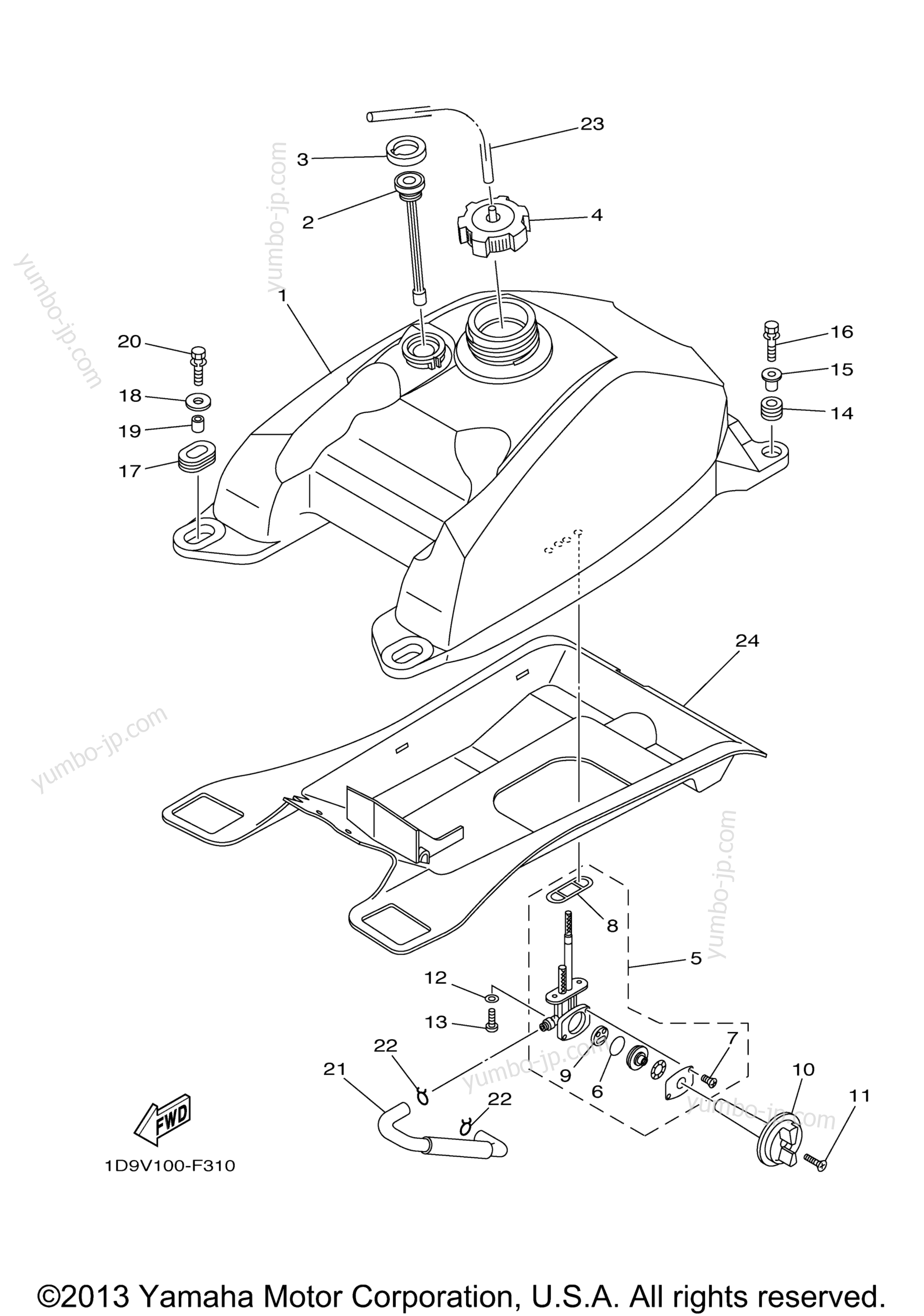 FUEL TANK for ATVs YAMAHA GRIZZLY 450 4WD HUNTER (YFM45FGHZ) 2010 year