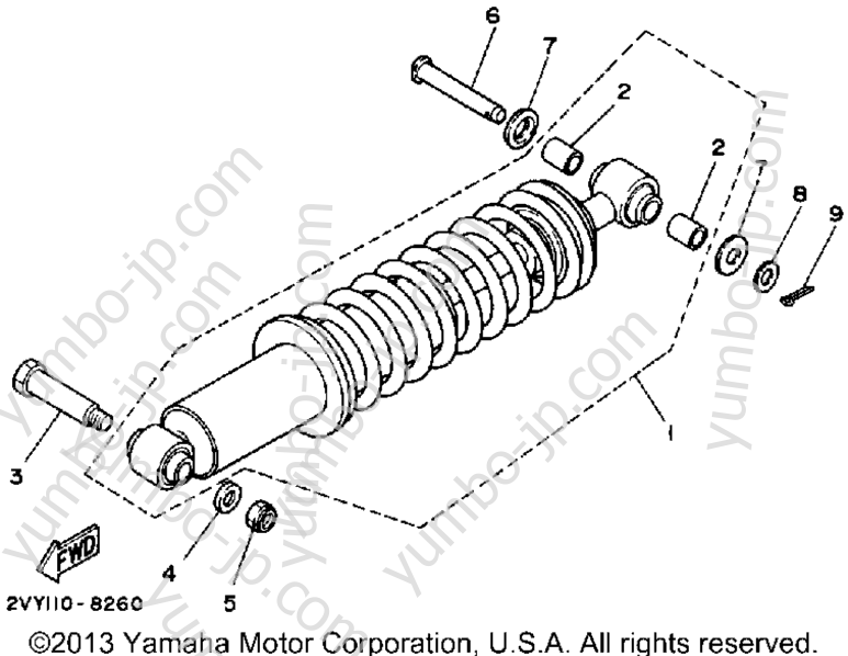 Rear Shocks для квадроциклов YAMAHA MOTO-4 (YFM200DXU) 1988 г.
