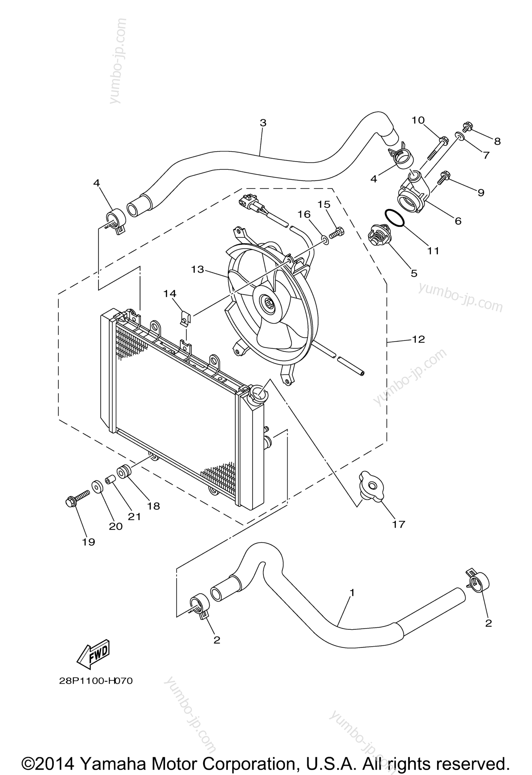 RADIATOR HOSE for ATVs YAMAHA GRIZZLY 550 EPS 4WD HUNTER (YFM5FGPHA) 2011 year