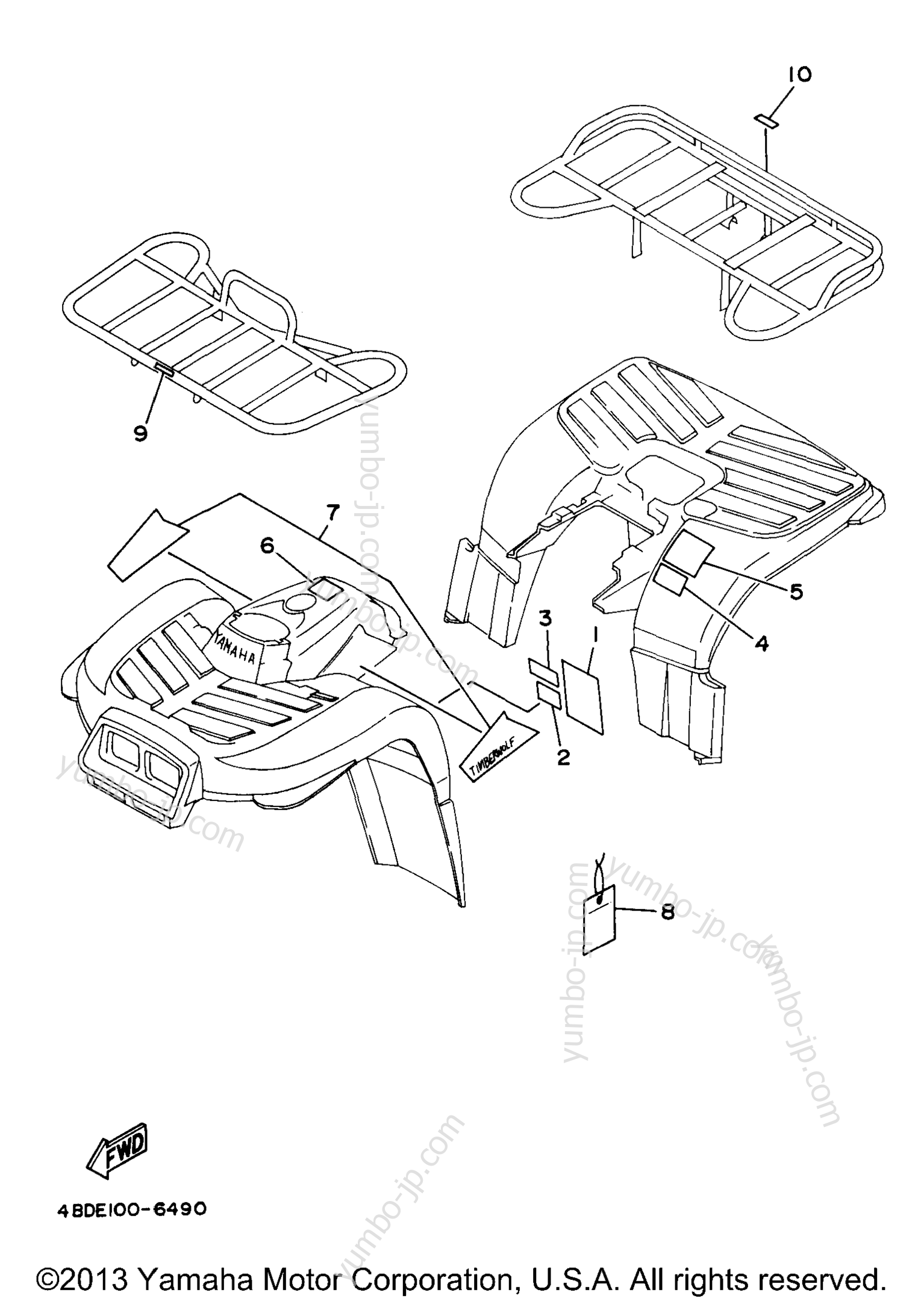 Emblem Label 1 для квадроциклов YAMAHA TIMBERWOLF 2WD (YFB250UJ_M) 1997 г.