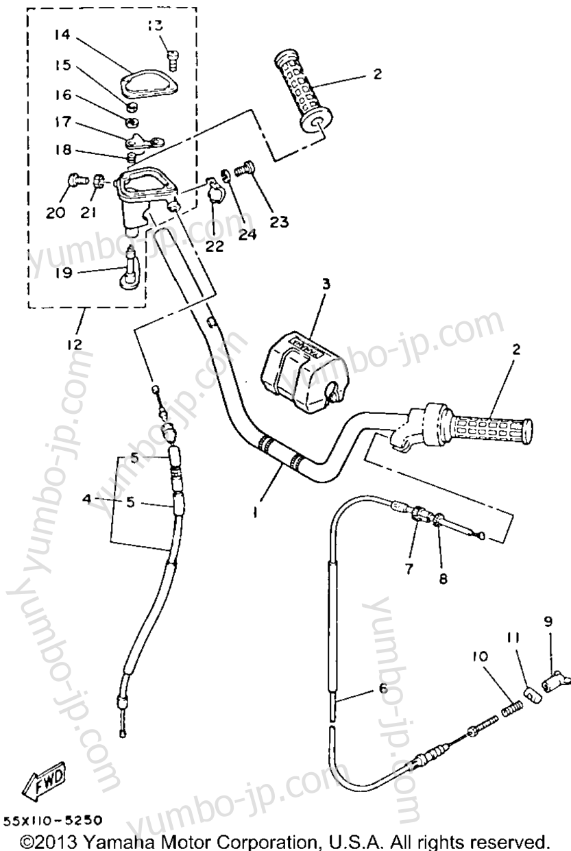 Handlebar - Cable for ATVs YAMAHA BADGER (YFM80N) 1985 year