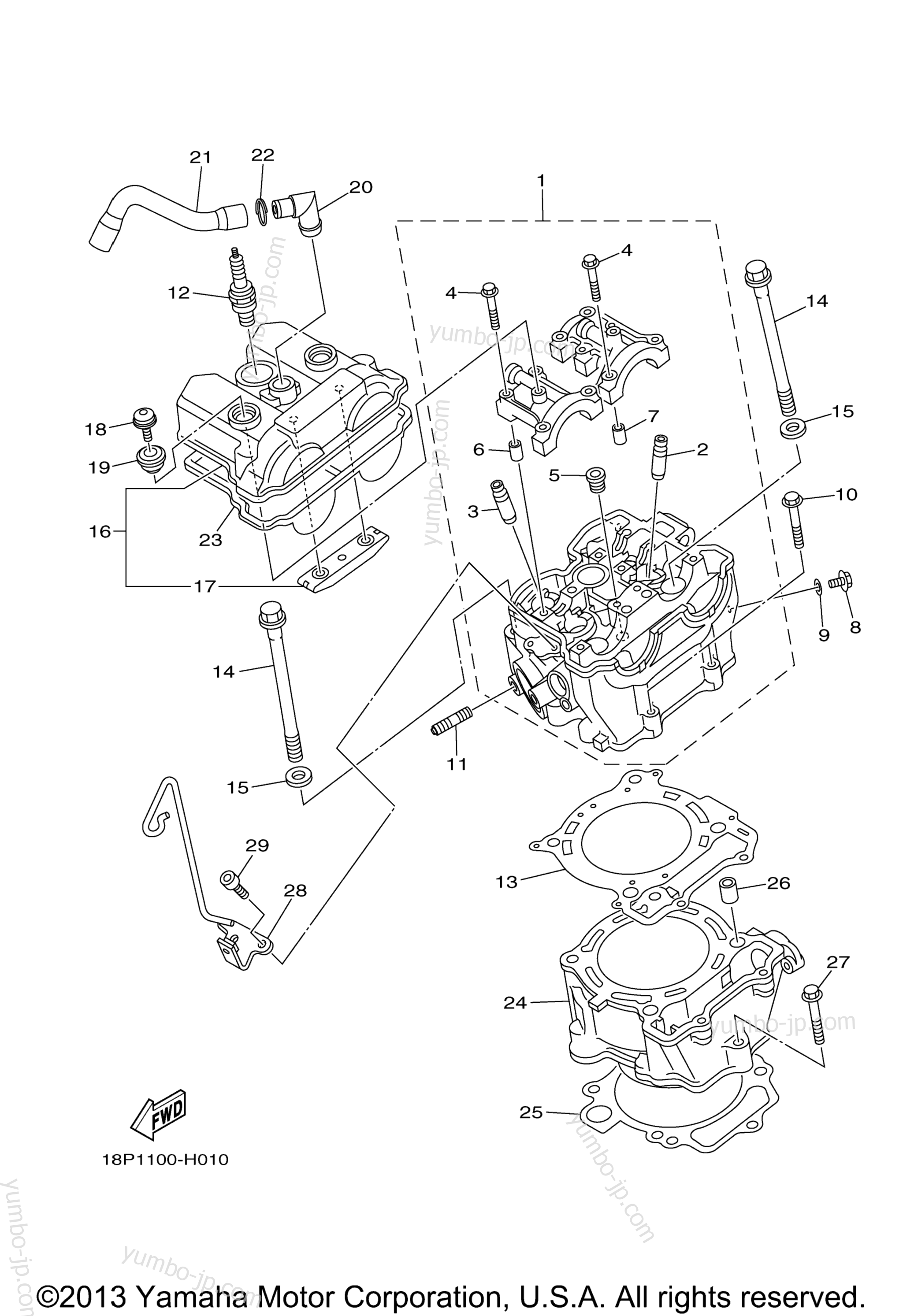 CYLINDER for ATVs YAMAHA YFZ450R SE (YFZ450RSEY) 2009 year