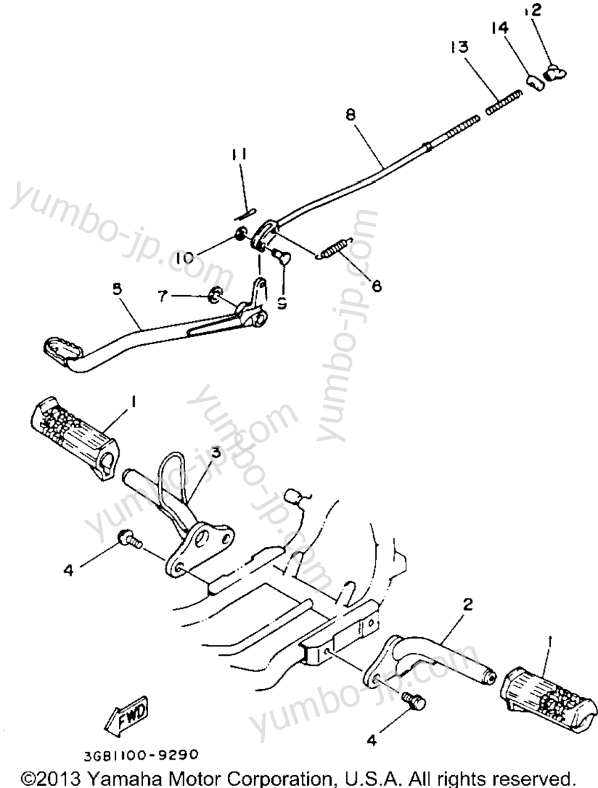 Stand - Footrest for ATVs YAMAHA CHAMP (YFM100A) 1990 year