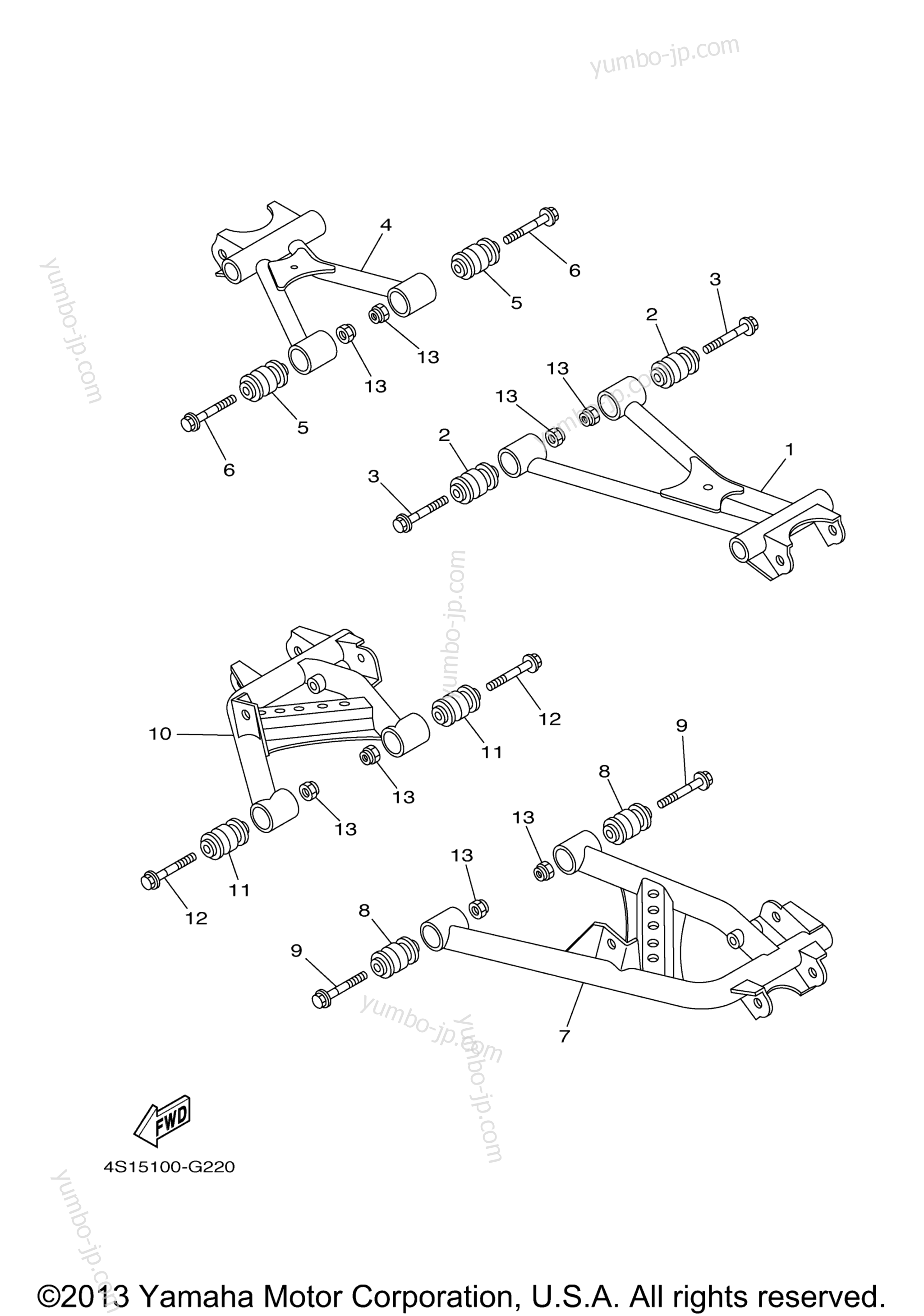 REAR ARM для квадроциклов YAMAHA GRIZZLY 350 IRS 4WD HUNTER (YFM35FGIHX) 2008 г.