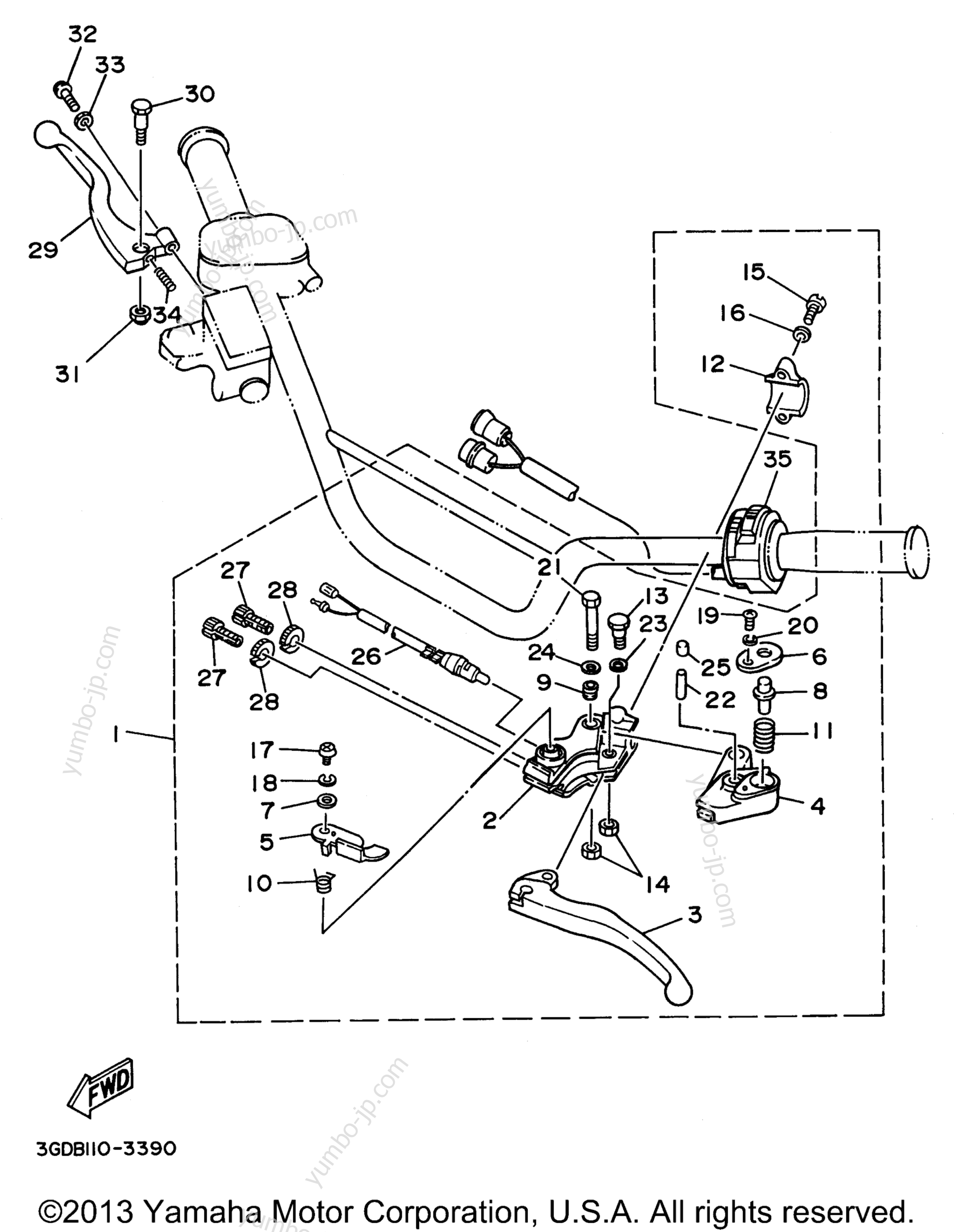 Handle Switch Lever для квадроциклов YAMAHA WARRIOR (YFM350XH_M) 1996 г.