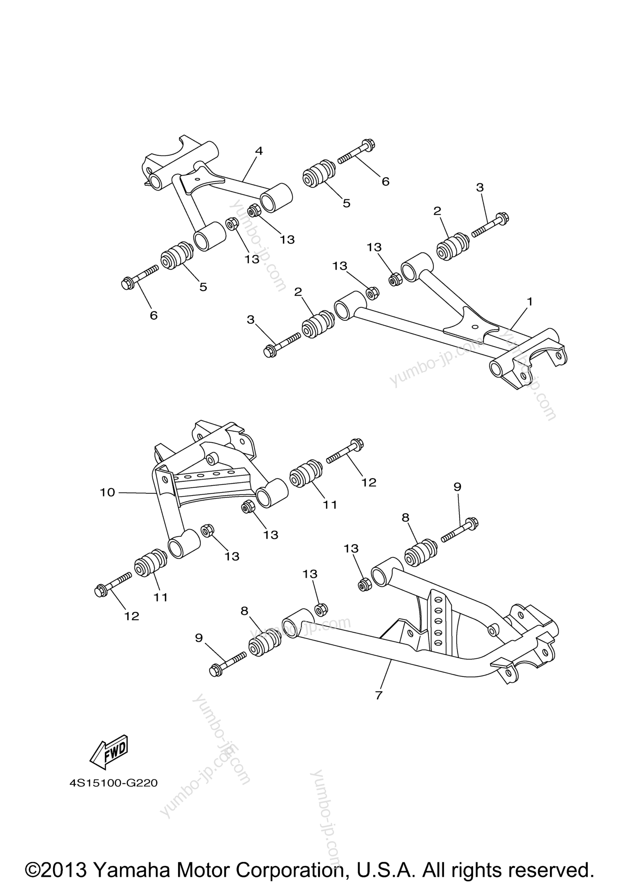 REAR ARM для квадроциклов YAMAHA GRIZZLY 450 (YFM450DER) 2014 г.