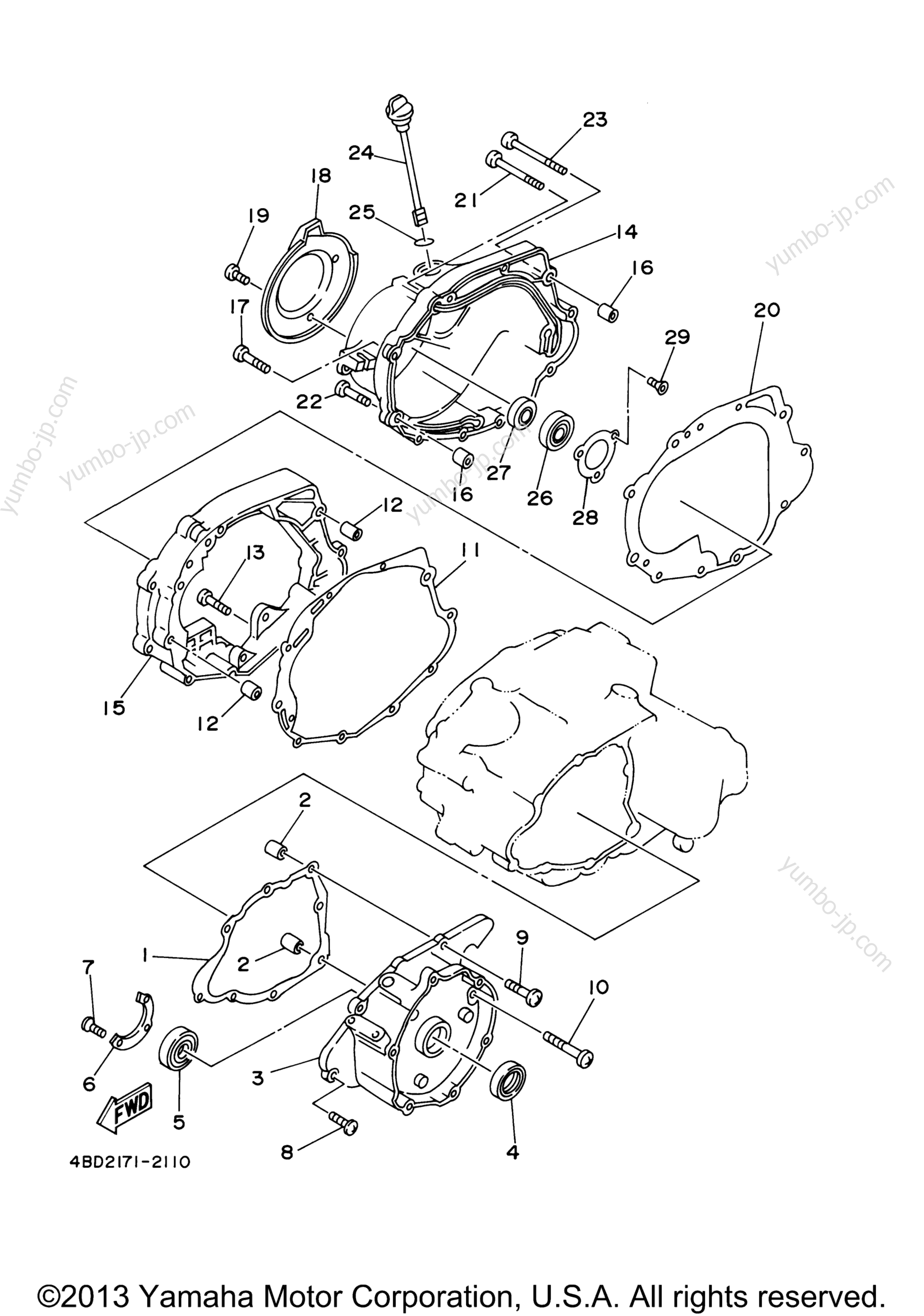 Crankcase Cover 1 for ATVs YAMAHA BRUIN 250 2WD (YFM25BV) 2006 year