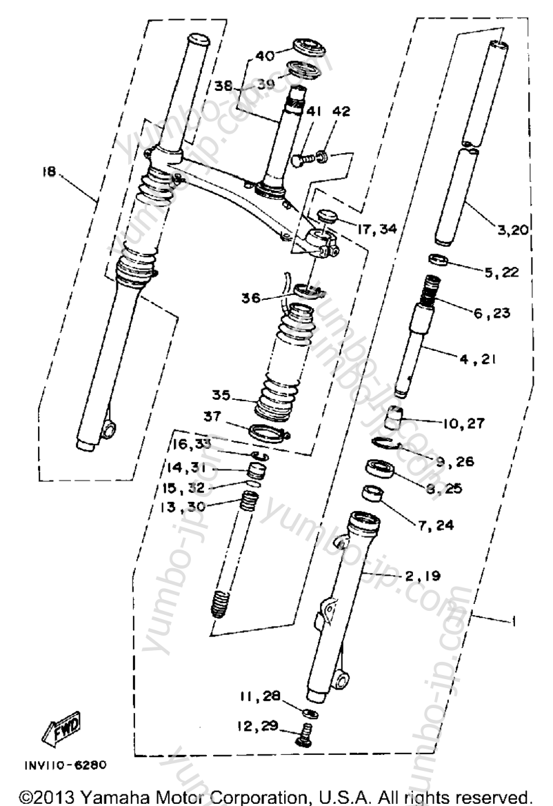 FRONT FORK для квадроциклов YAMAHA YTM225DRS 1986 г.