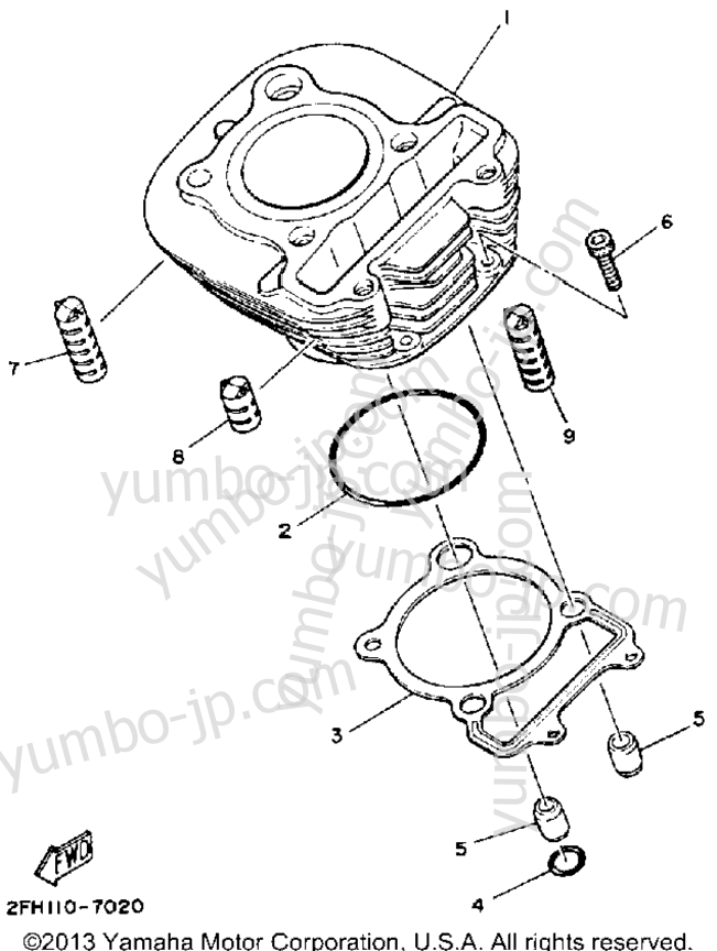 Блок цилиндров для квадроциклов YAMAHA MOTO-4 (YFM200DXU) 1988 г.