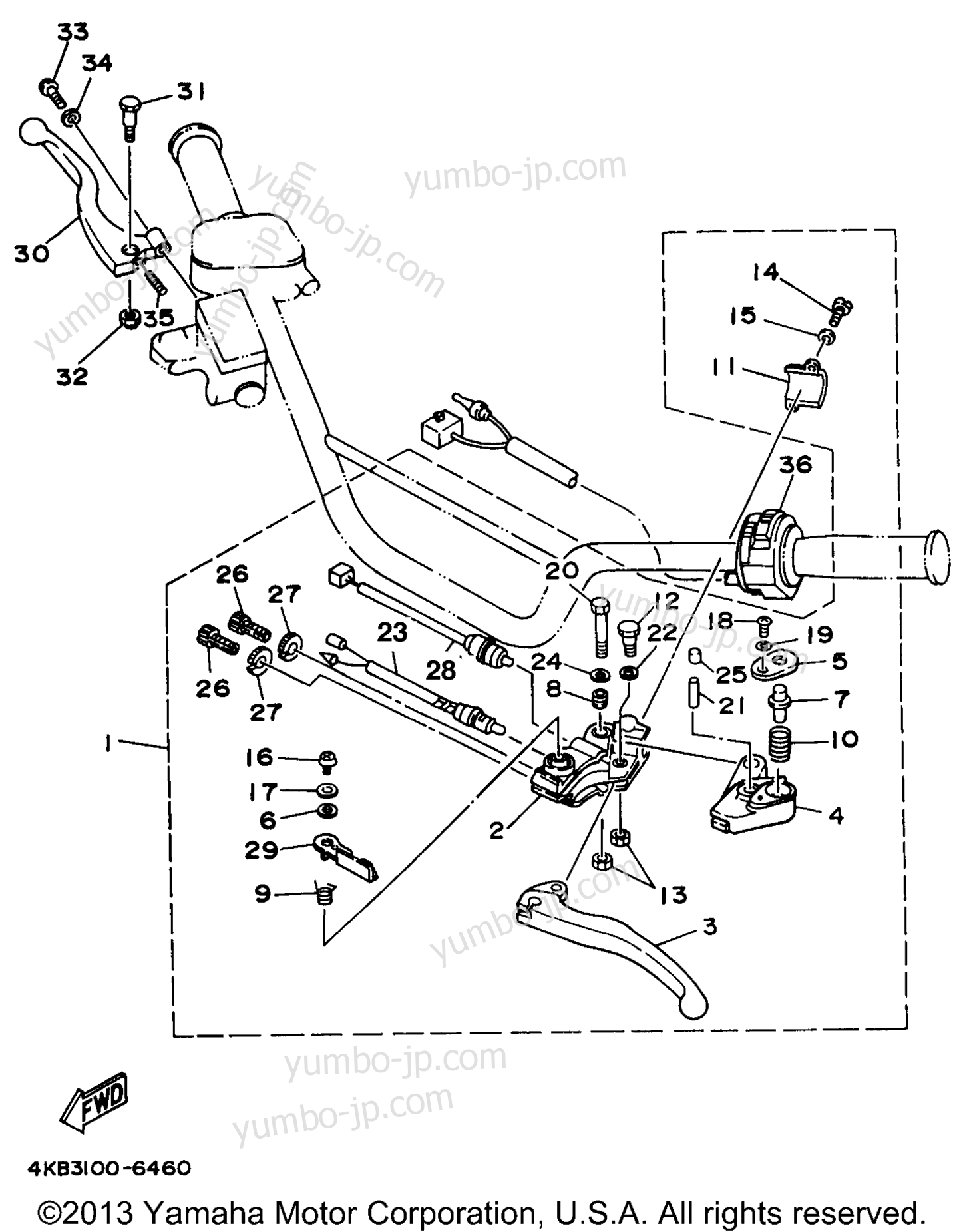 Handle Switch - Lever для квадроциклов YAMAHA WOLVERINE 4WD (YFM350FXH) 1996 г.