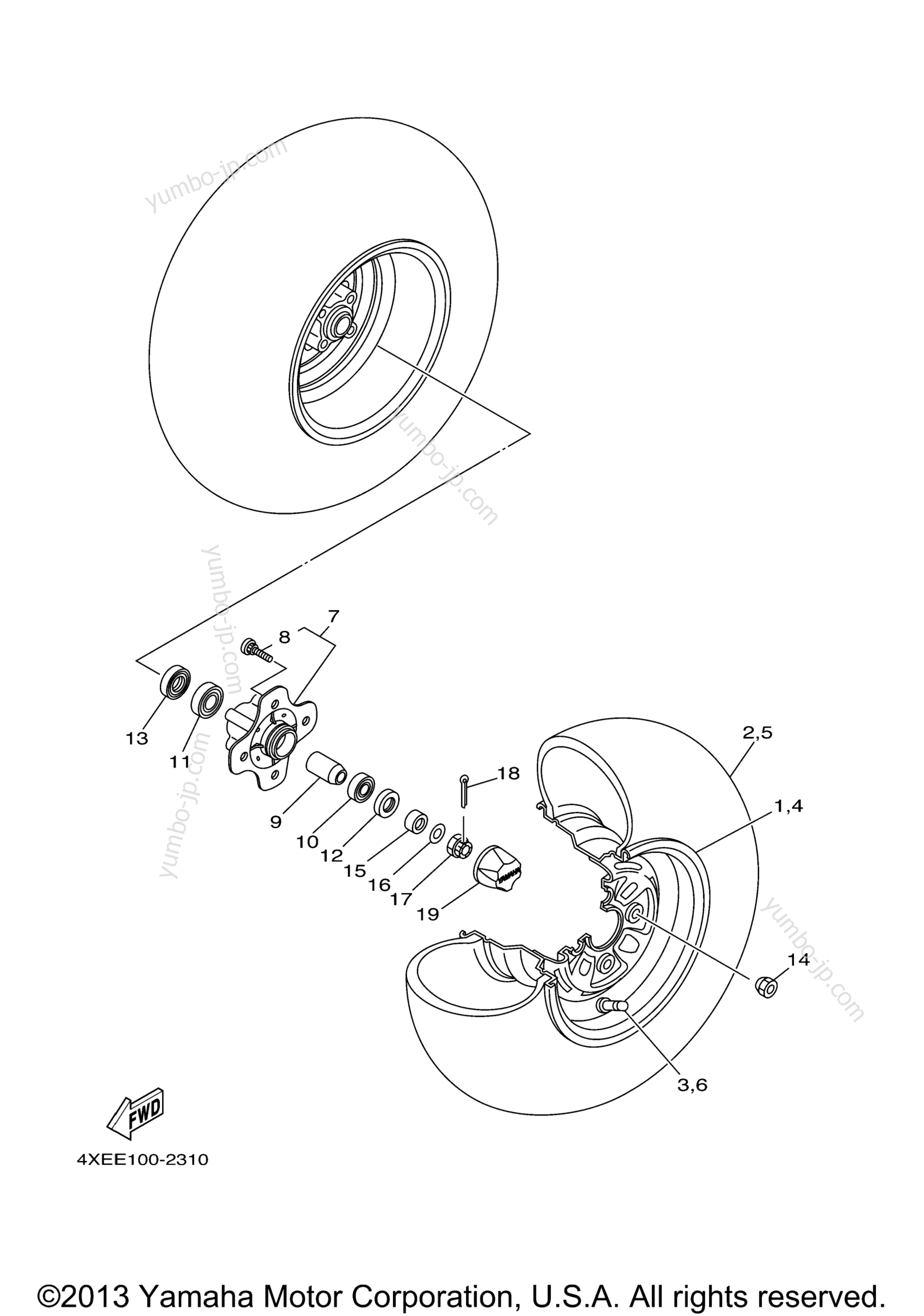 FRONT WHEEL for ATVs YAMAHA BRUIN 250 2WD (YFM25BV) 2006 year