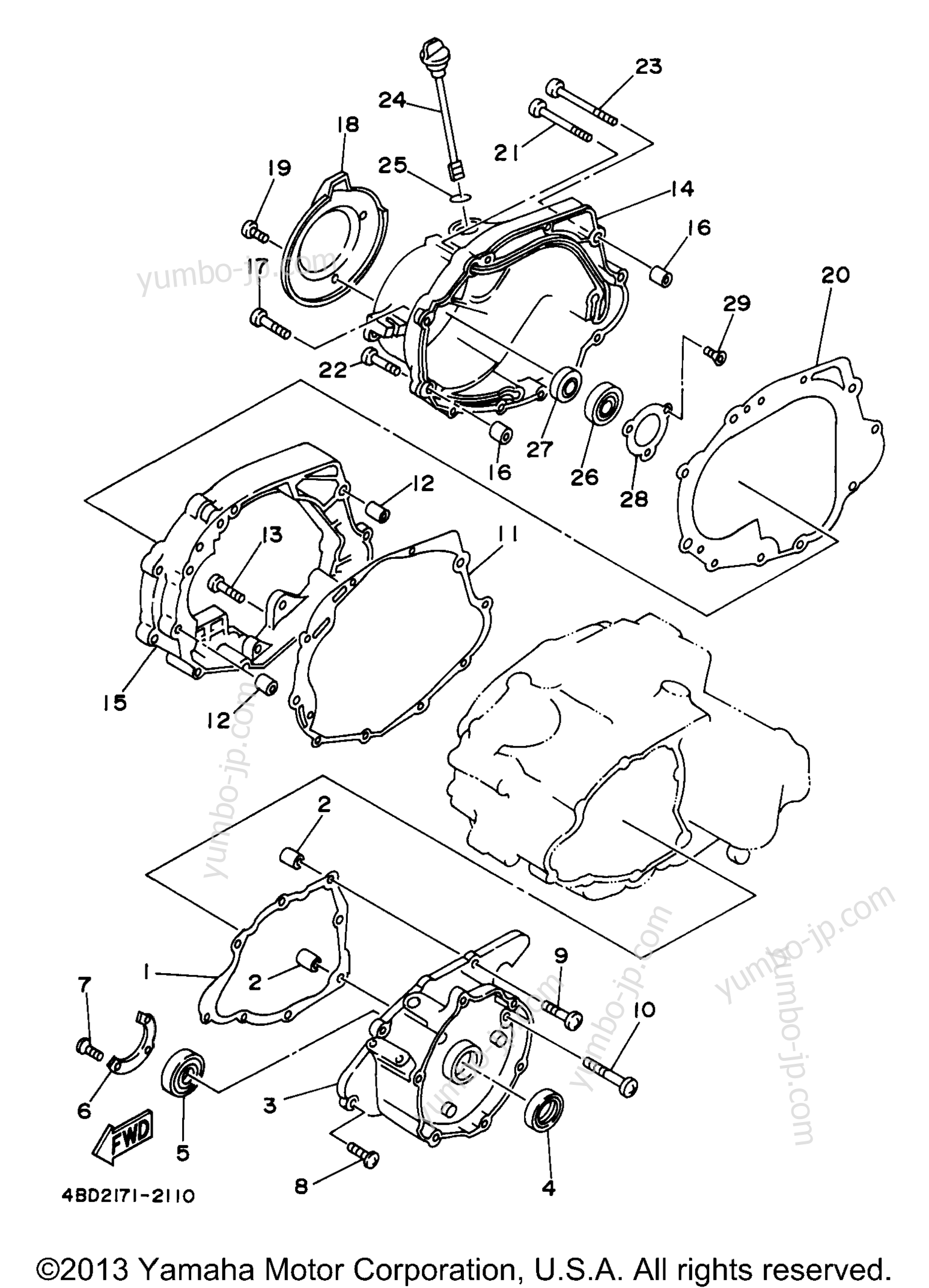 Crankcase Cover 1 для квадроциклов YAMAHA TIMBERWOLF 2WD (YFB250UJ_M) 1997 г.