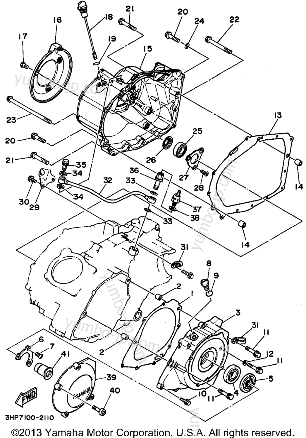 Crankcase Cover 1 для квадроциклов YAMAHA MOTO-4 (YFM350ERG) 1995 г.