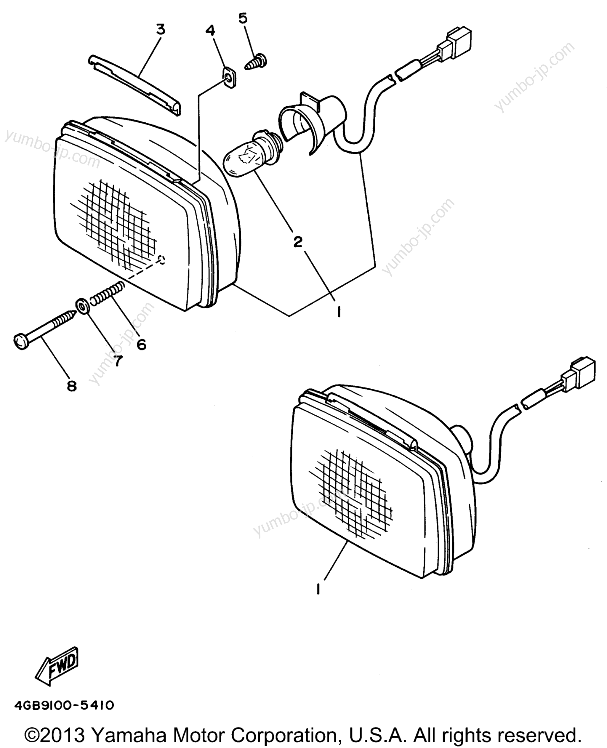 HEADLIGHT для квадроциклов YAMAHA TIMBERWOLF 2WD (YFB250FWH) 1996 г.