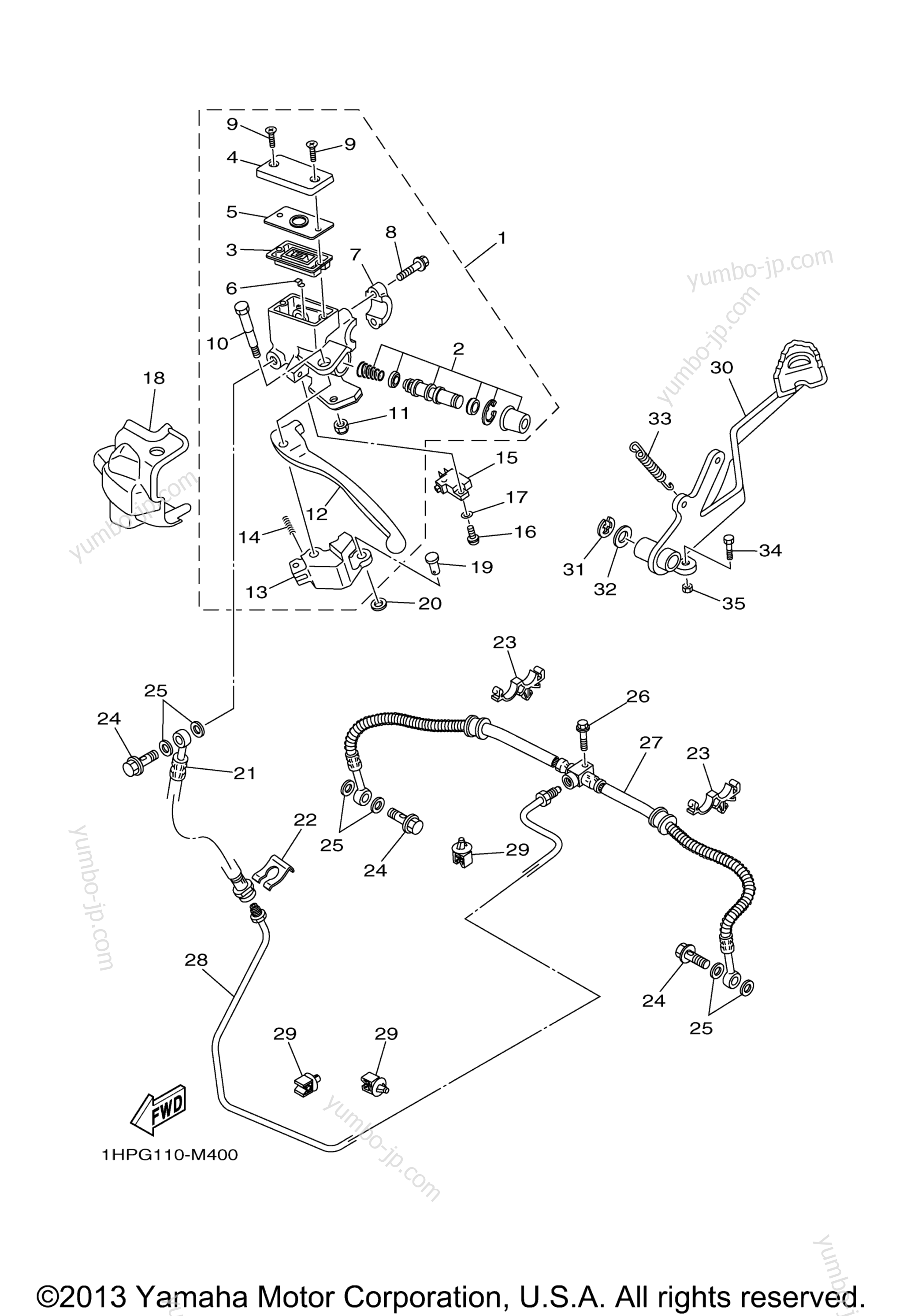 REAR MASTER CYLINDER for ATVs YAMAHA GRIZZLY 700 EPS 4WD (YFM7FGPDL) 2013 year