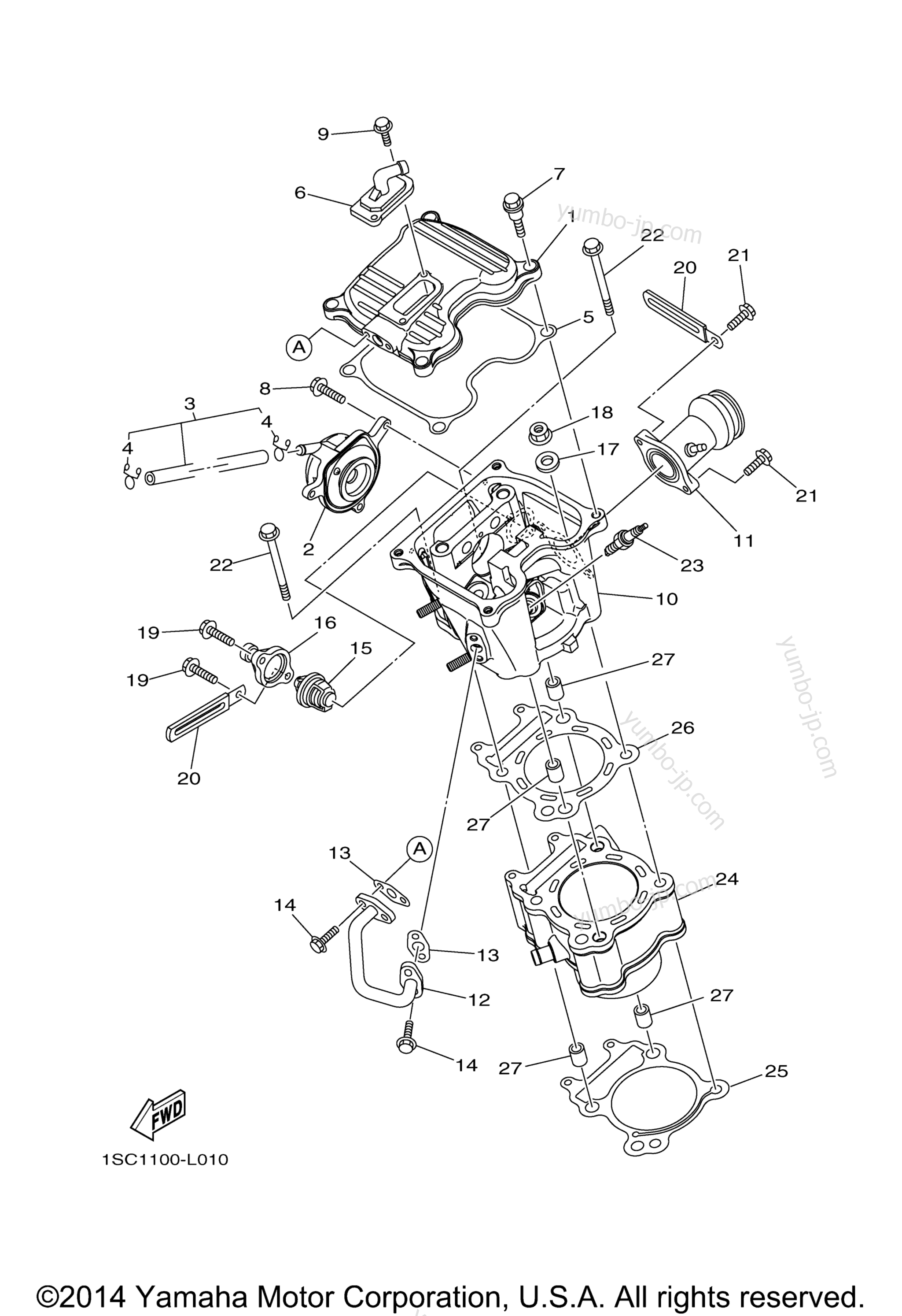 CYLINDER for ATVs YAMAHA GRIZZLY 300 (YFM30GDL) 2013 year