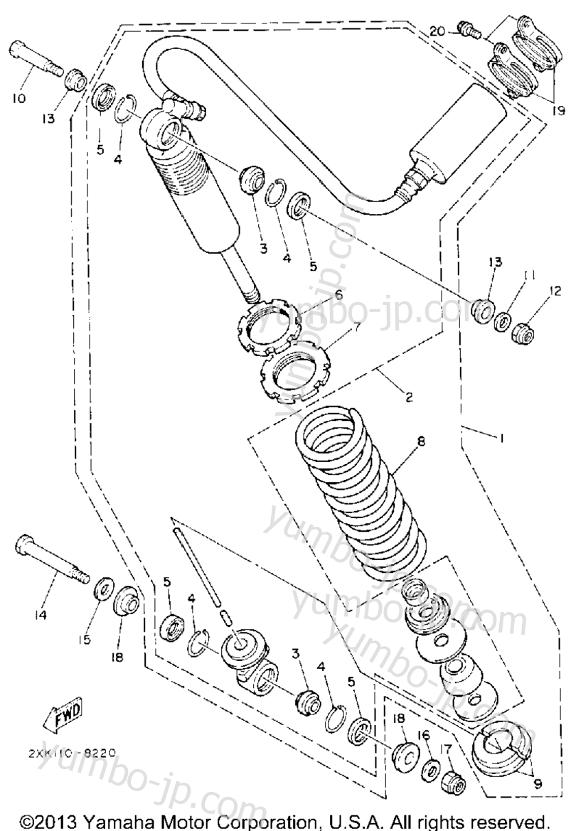 Rear Shocks для квадроциклов YAMAHA WARRIOR (YFM350XD) 1992 г.